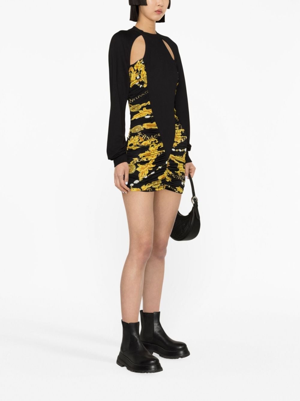 logo-print cut-out ruched minidress - 3