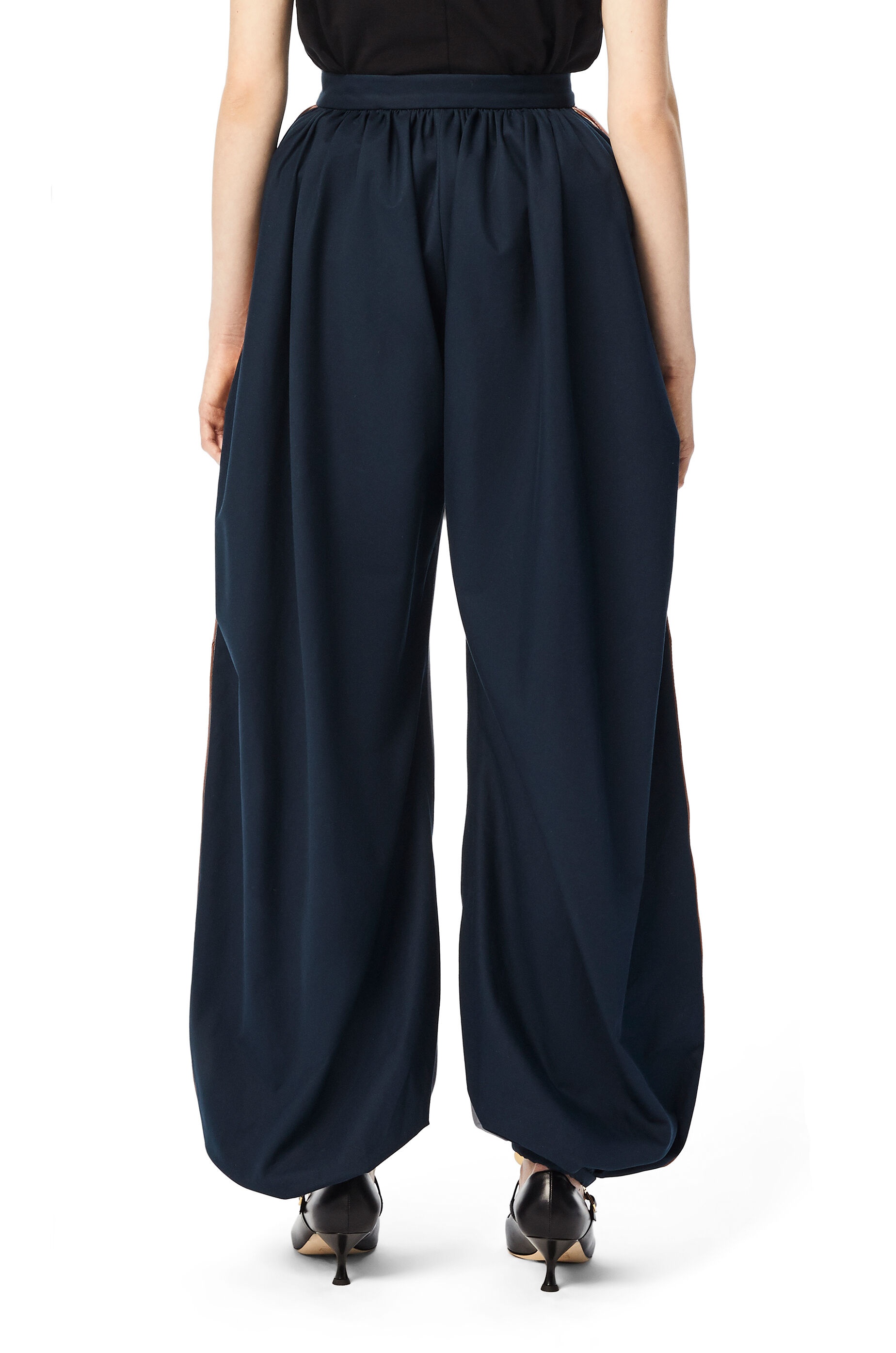 Leather trim balloon trousers in cotton - 5