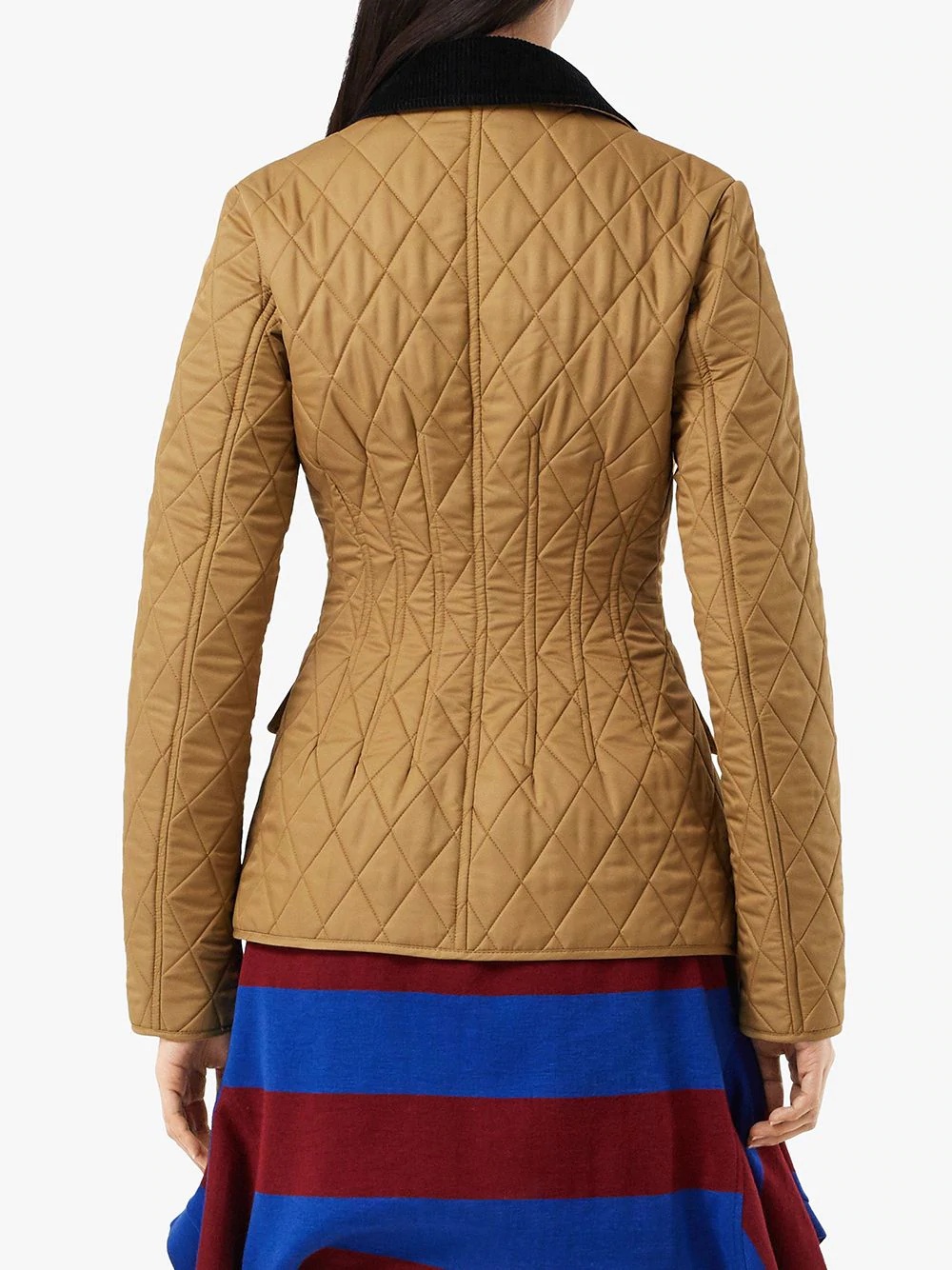 corduroy collar diamond quilted barn jacket - 4