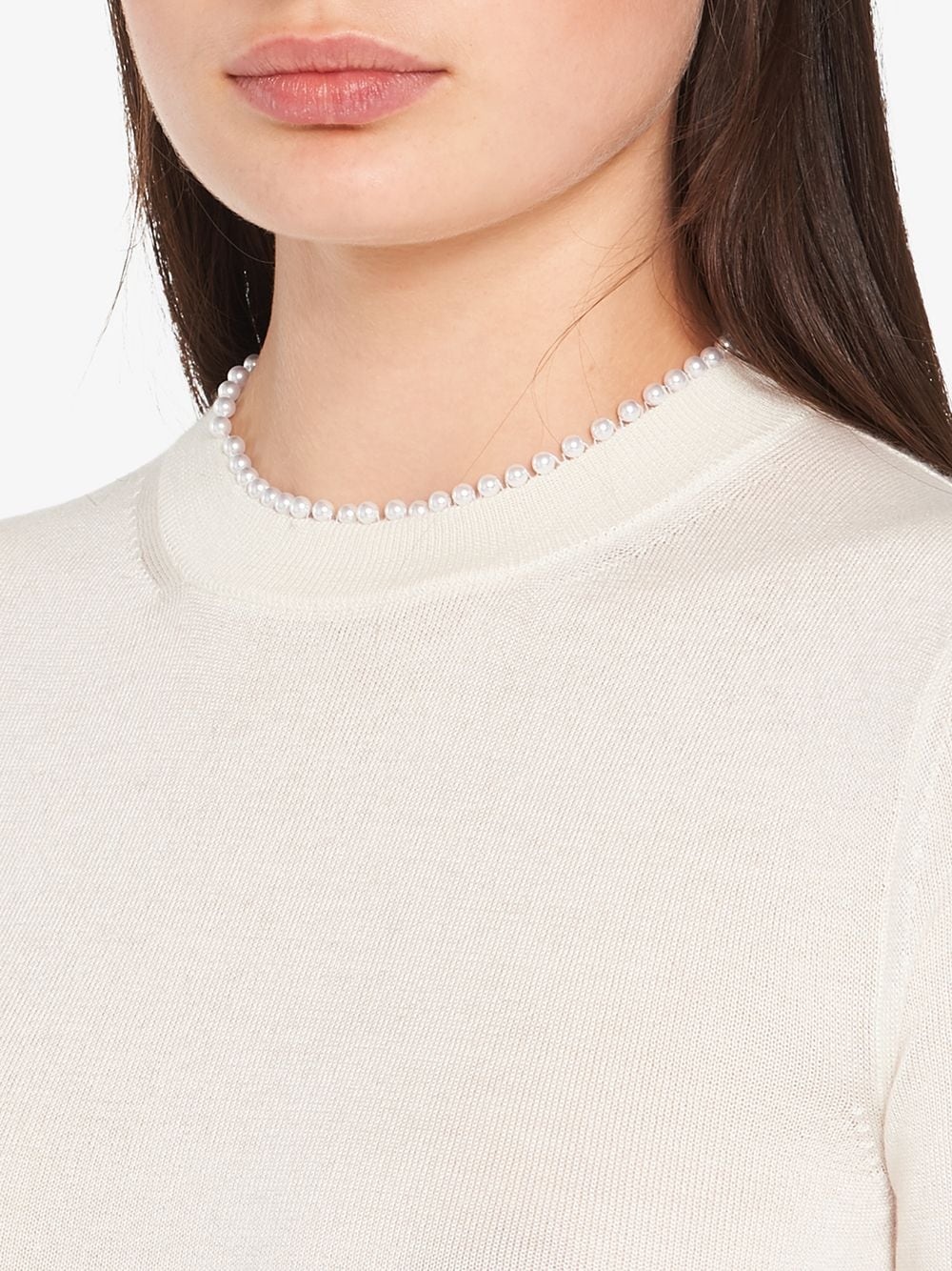 beaded detail short-sleeved jumper - 5