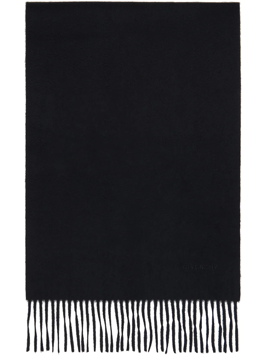 Black Embroidered Plain Scarf - 1