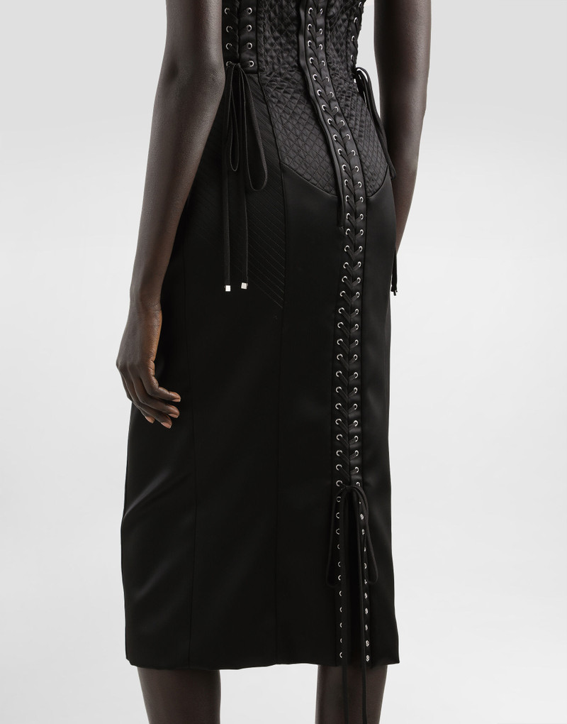 Strapless satin dress with corset details 6