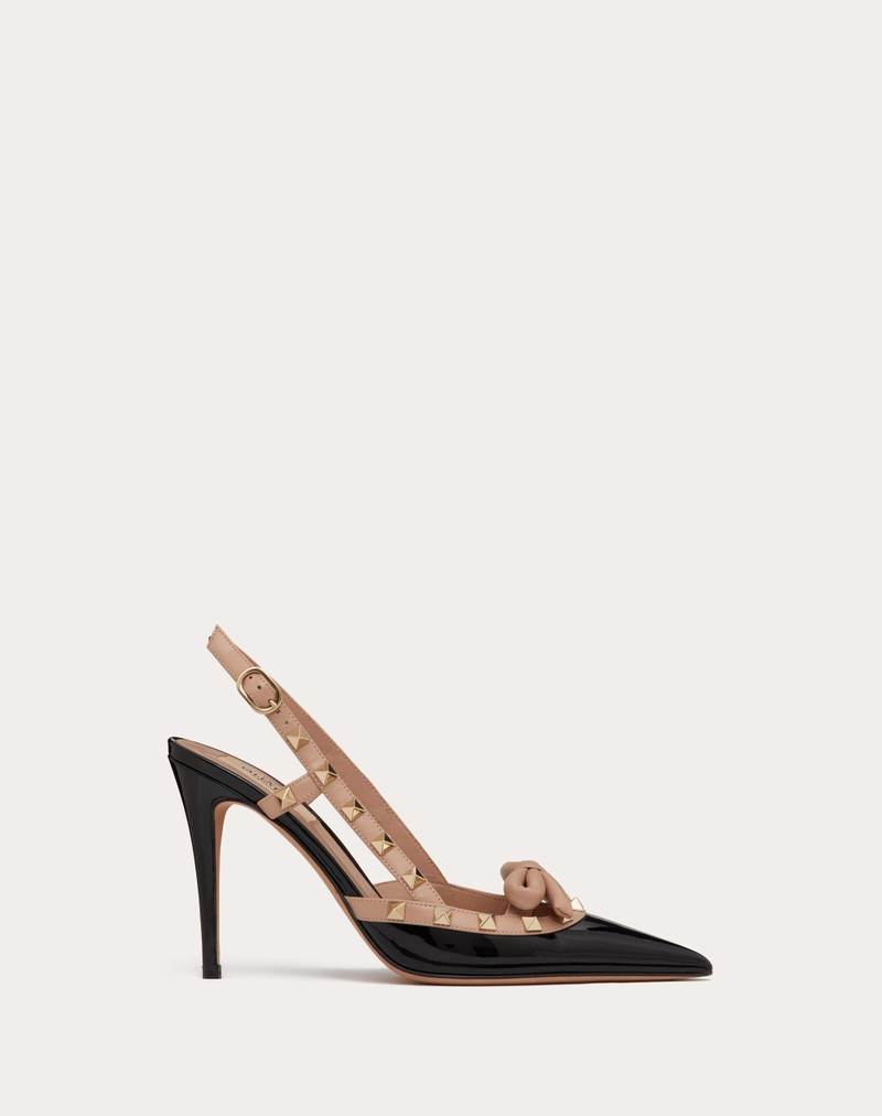 ROCKSTUD BOW SLINGBACK PATENT LEATHER PUMP 100MM - 1