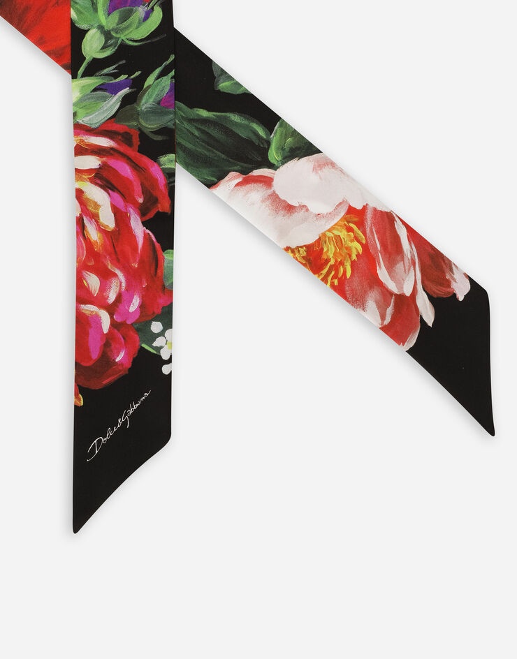 Twill headscarf with pictorial floral print - 3