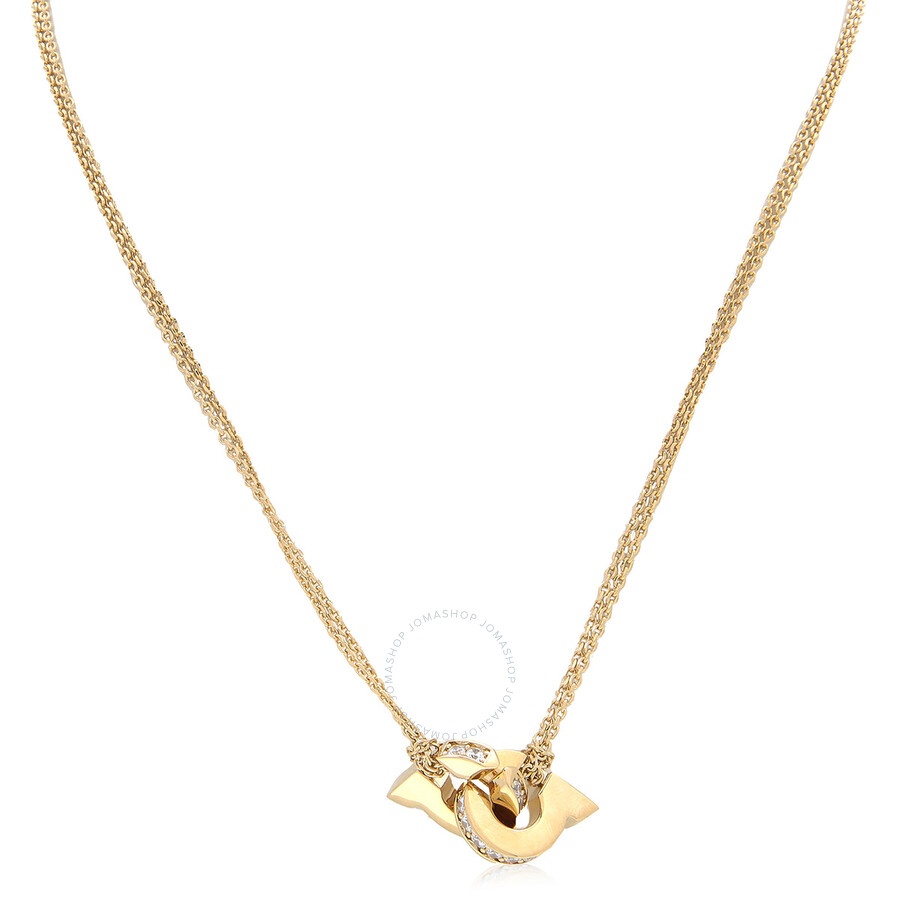 Ferragamo Double Gancini Pendant Necklace With Crystals - 1