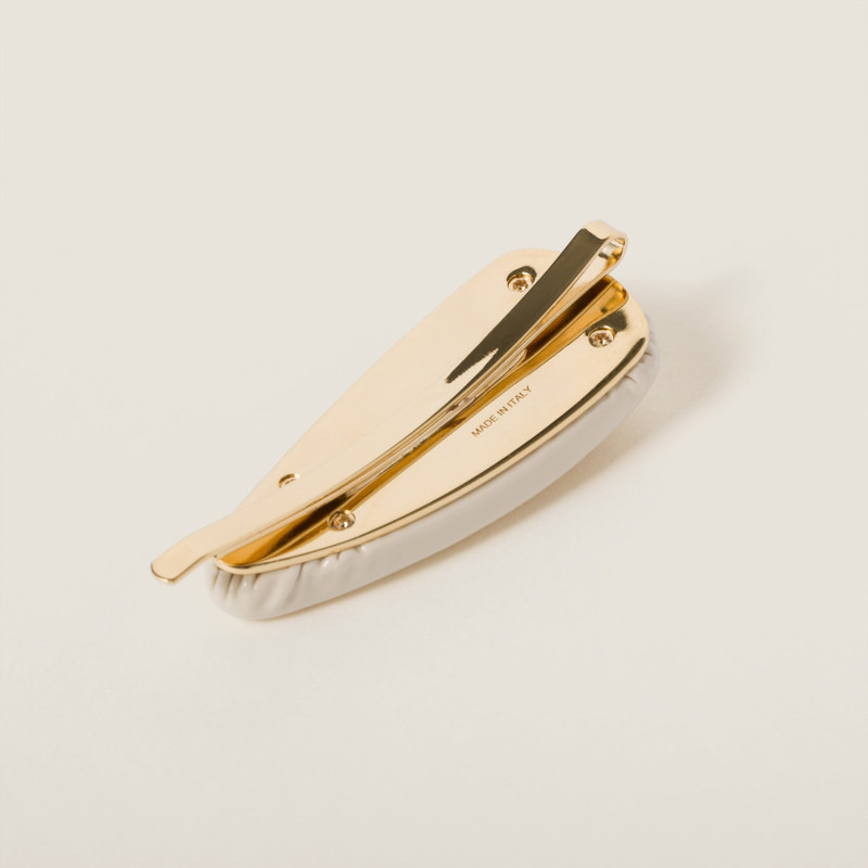 Miu Miu Set of leather, suede, and shearling hair clips outlook