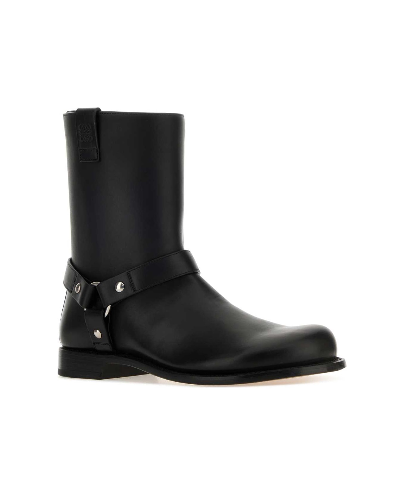Black Leather Campo Biker Boots - 2