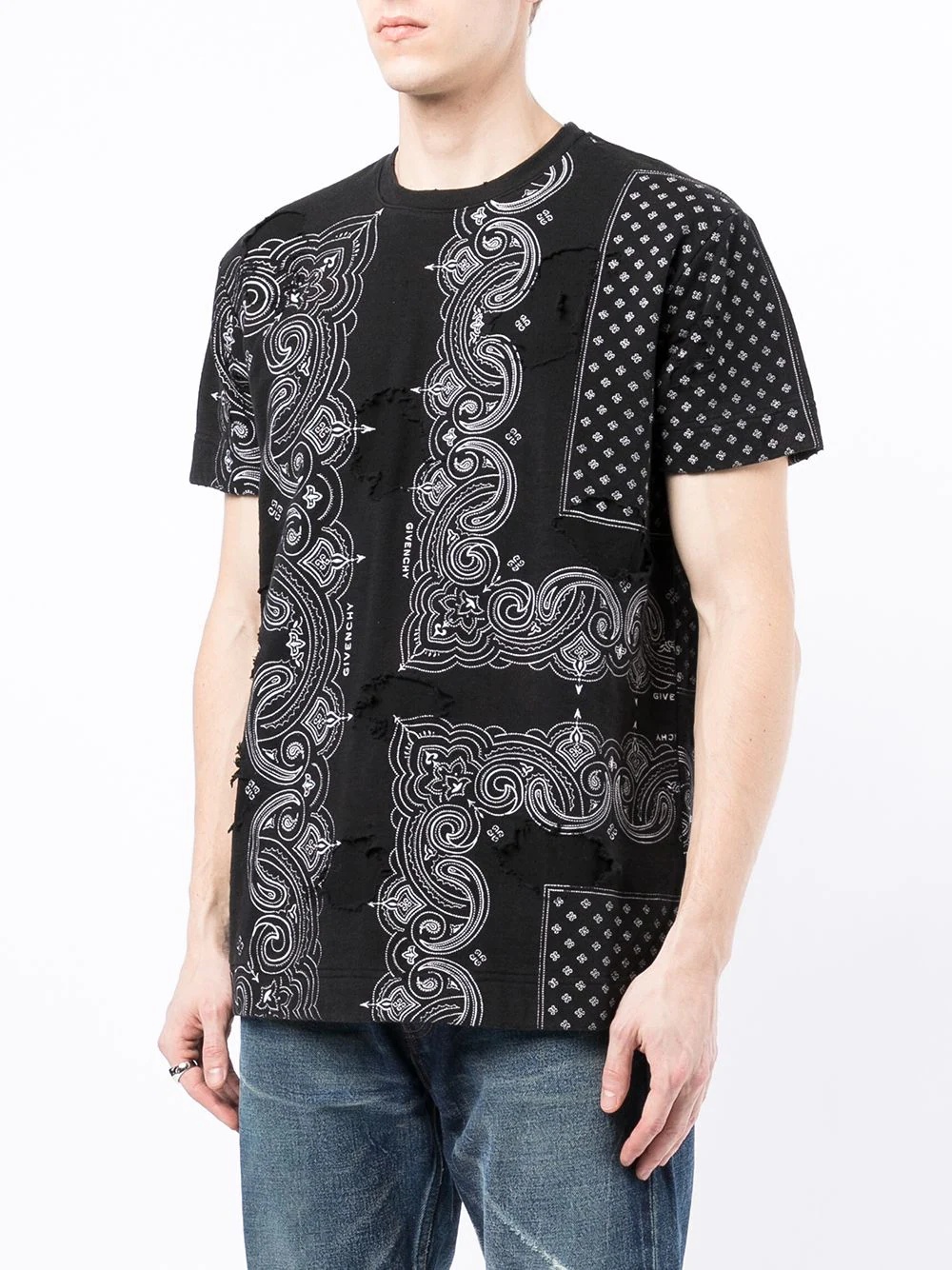 distressed-effect bandana-print T-shirt - 3