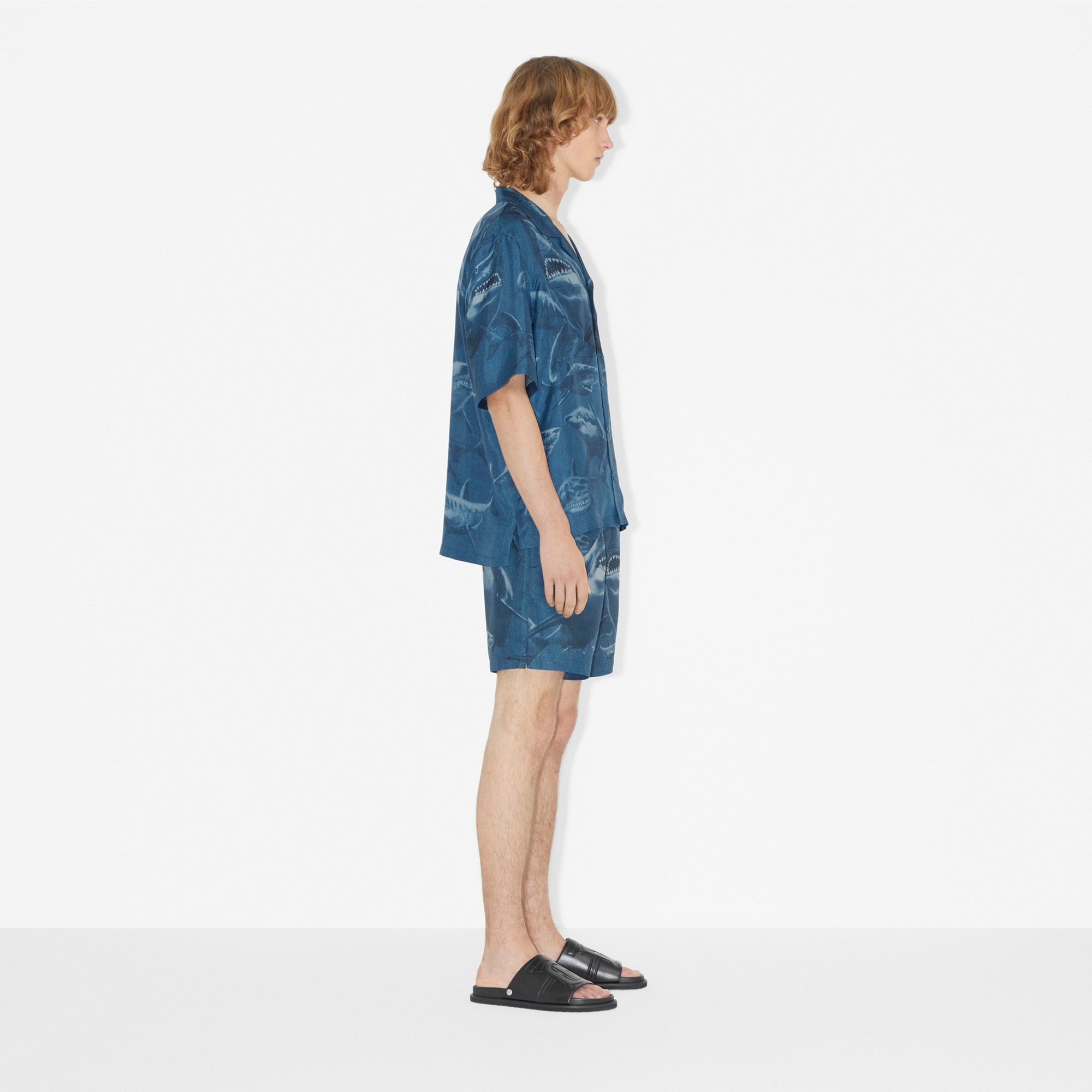 Shark Print Silk Pyjama Shirt - 3