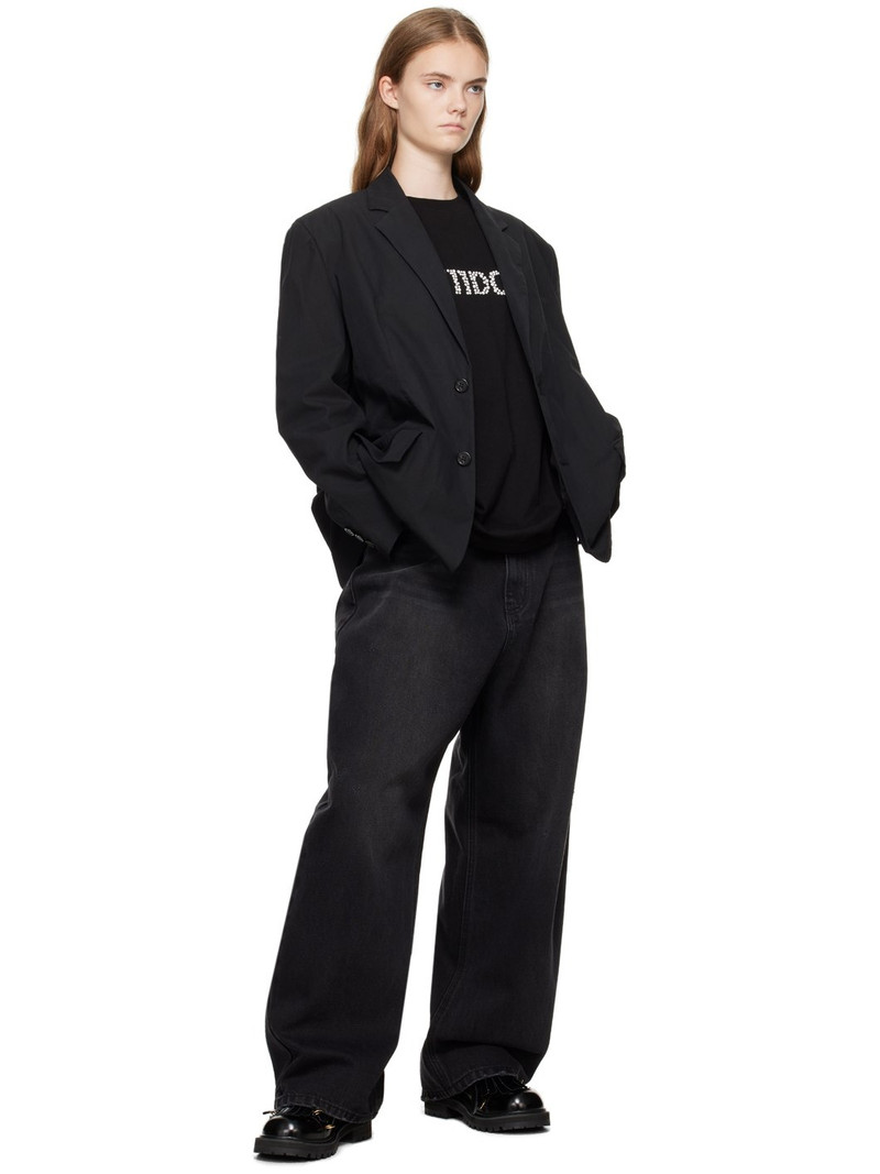 We11done Black Padded Shoulder Blazer outlook