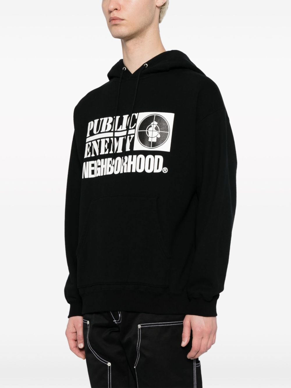 x Public Enemy logo-print cotton hoodie - 3