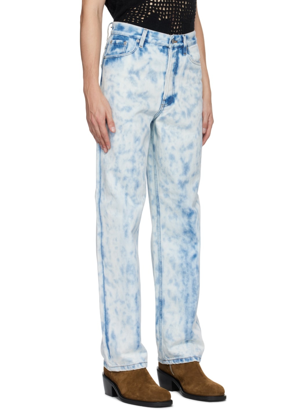Off-White & Blue Tie-Dye Jeans - 2