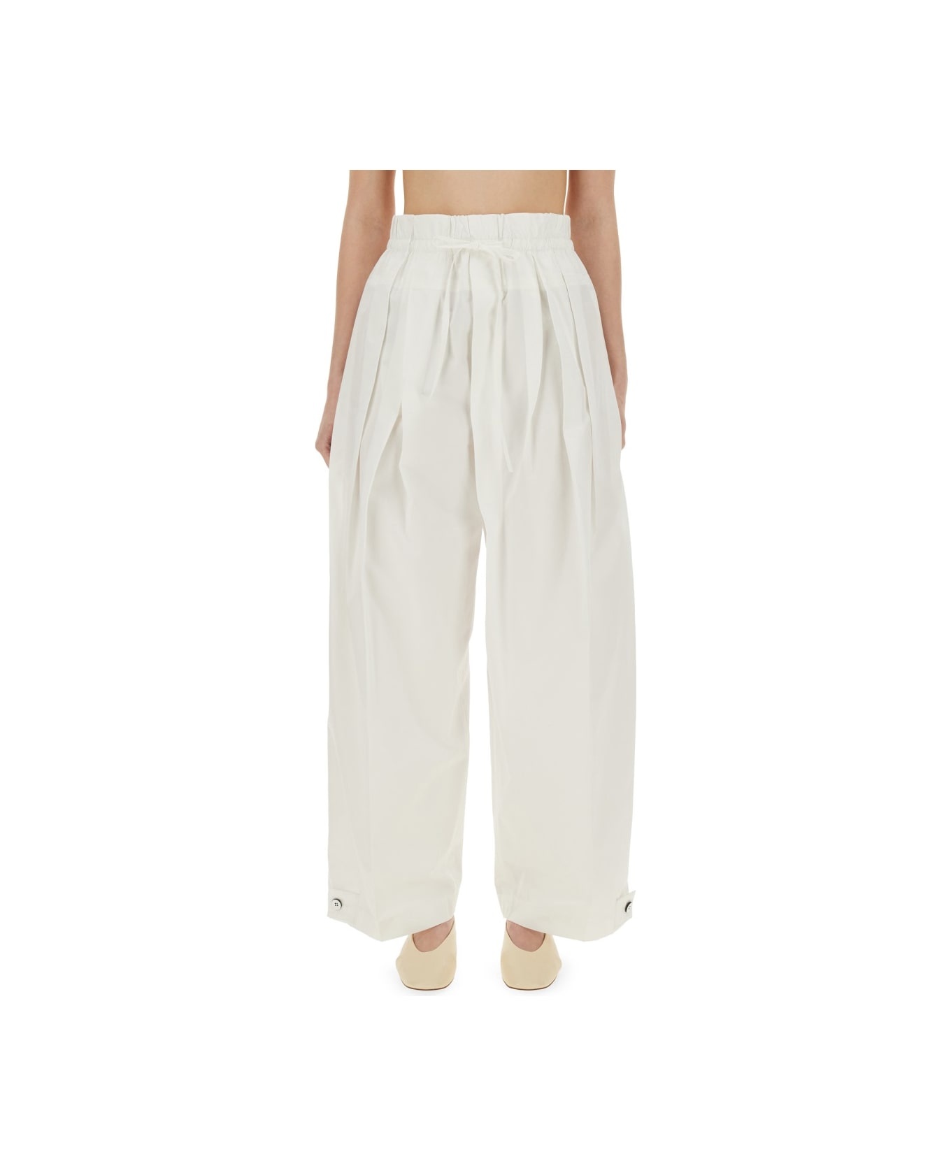 Wide Pants In Cotton Gabardine - 1