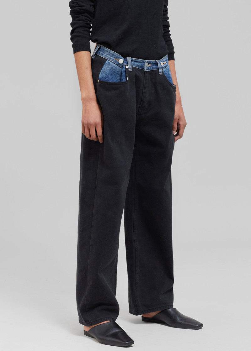 Hayla Contrast Denim Pants - Black/Blue 8