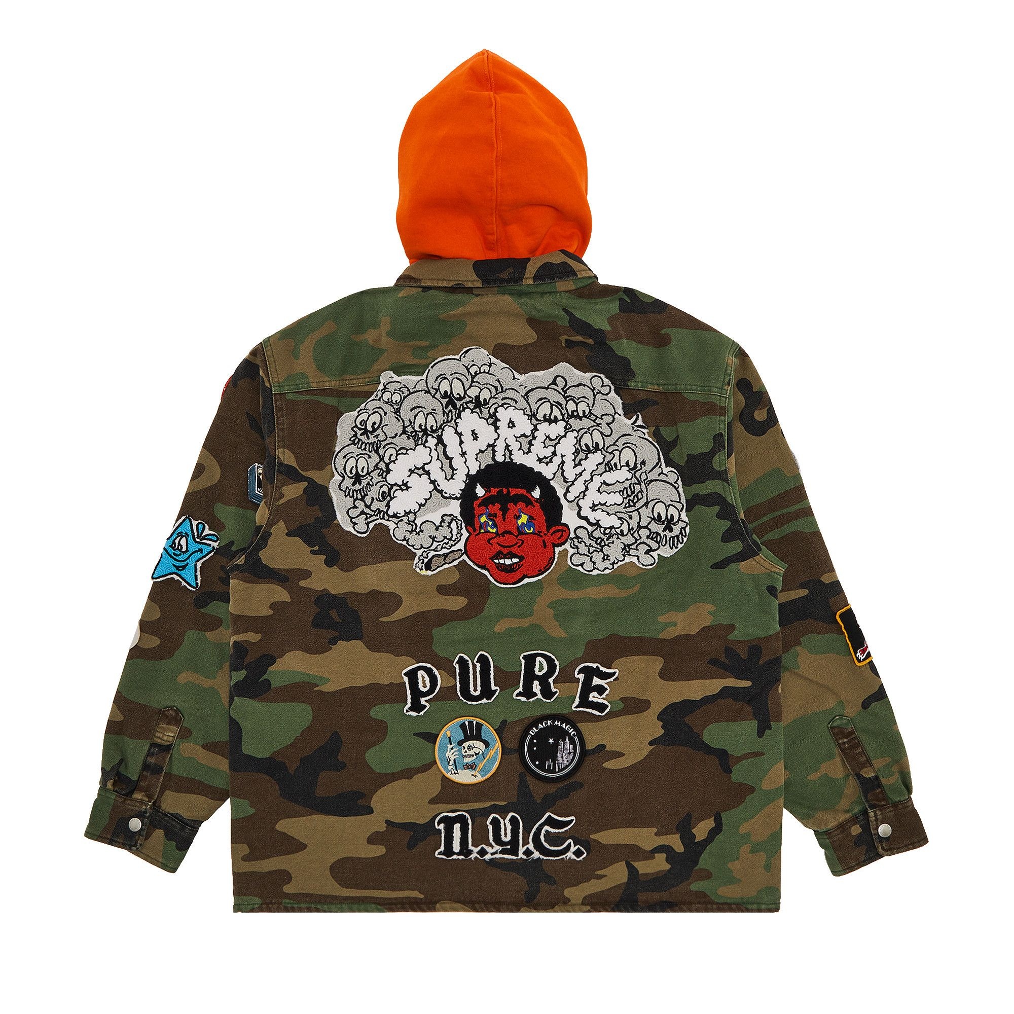 Supreme Patches Hooded Zip Up Shirt 'Woodland Camo' - 2