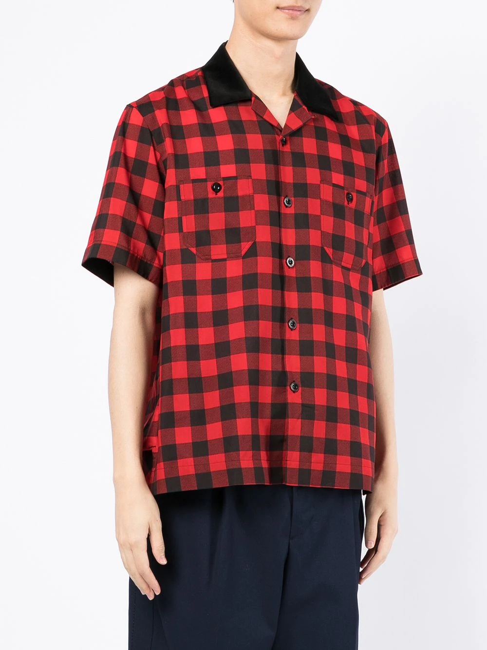 gingham-check shortsleeved shirt - 3