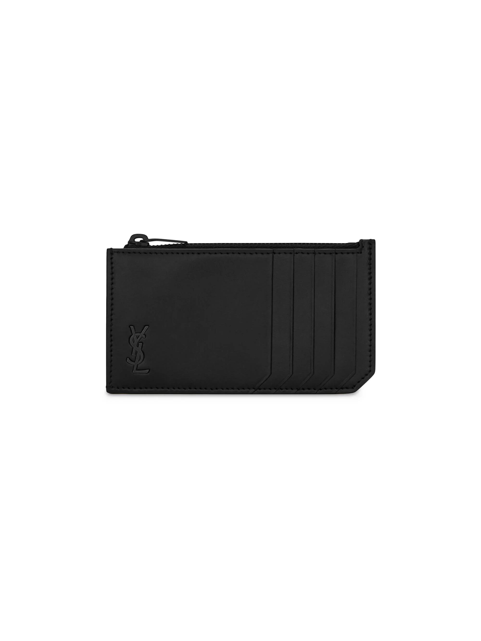 Men's Tiny Cassandre Fragments Zip Card Case in Matte Leather - Black - 1