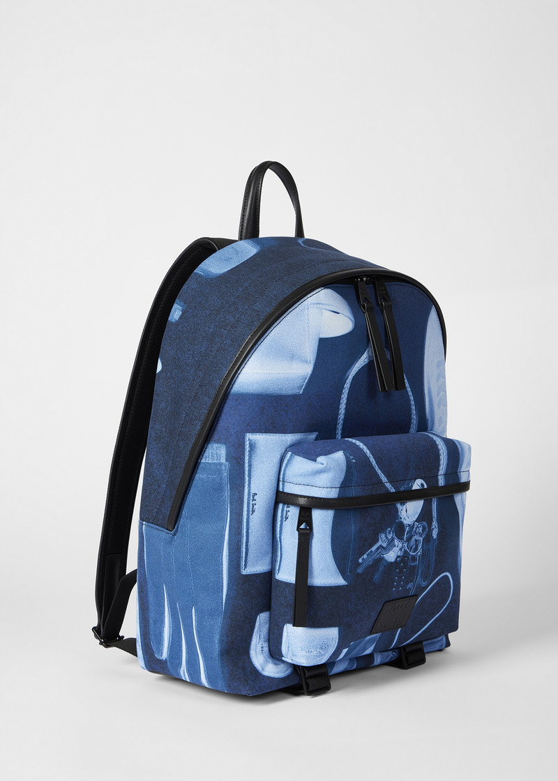 Paul Smith Indigo Blue 'X-Ray Print' Backpack outlook