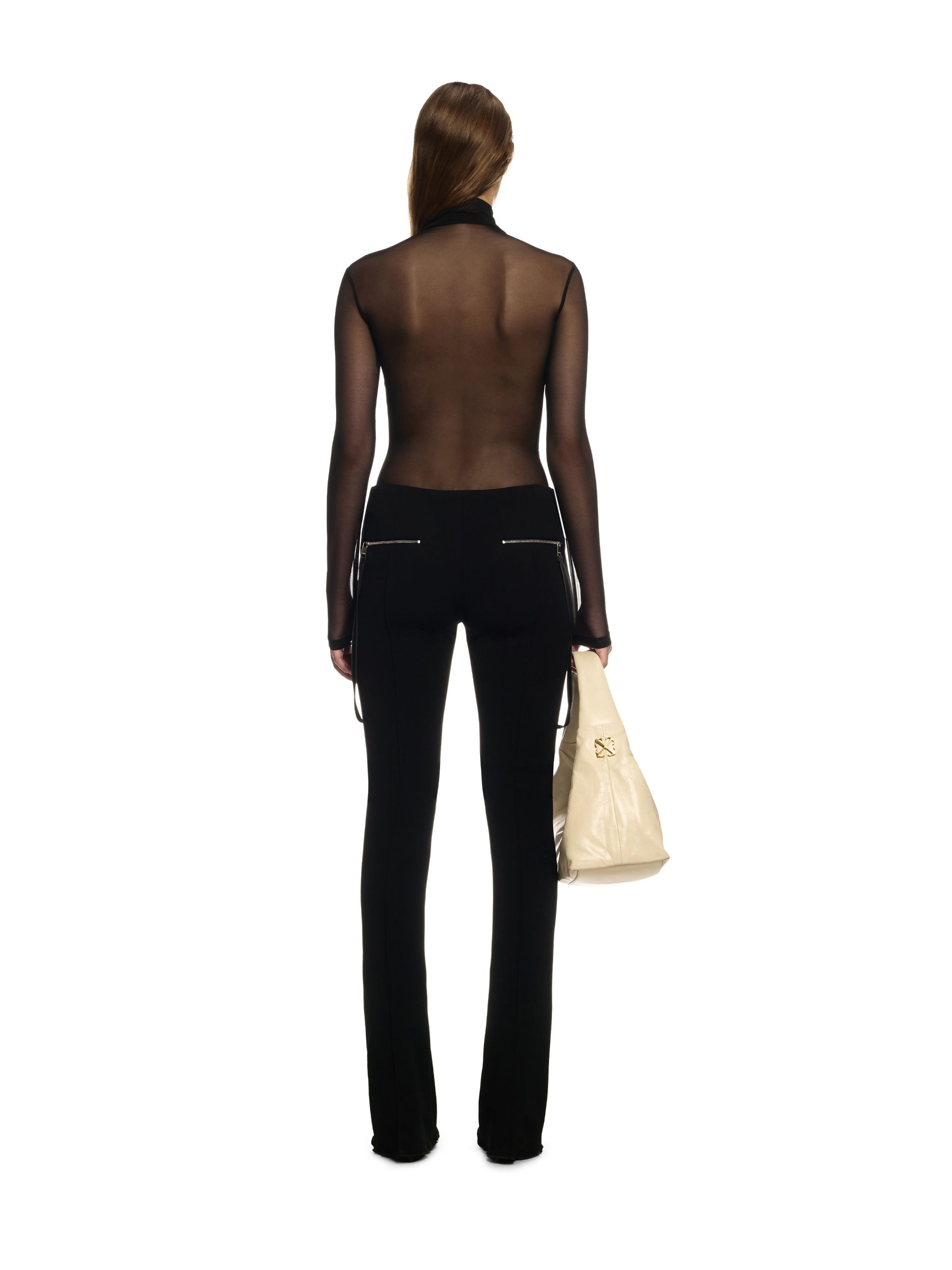 Black Mesh Long-sleeved Top - 4