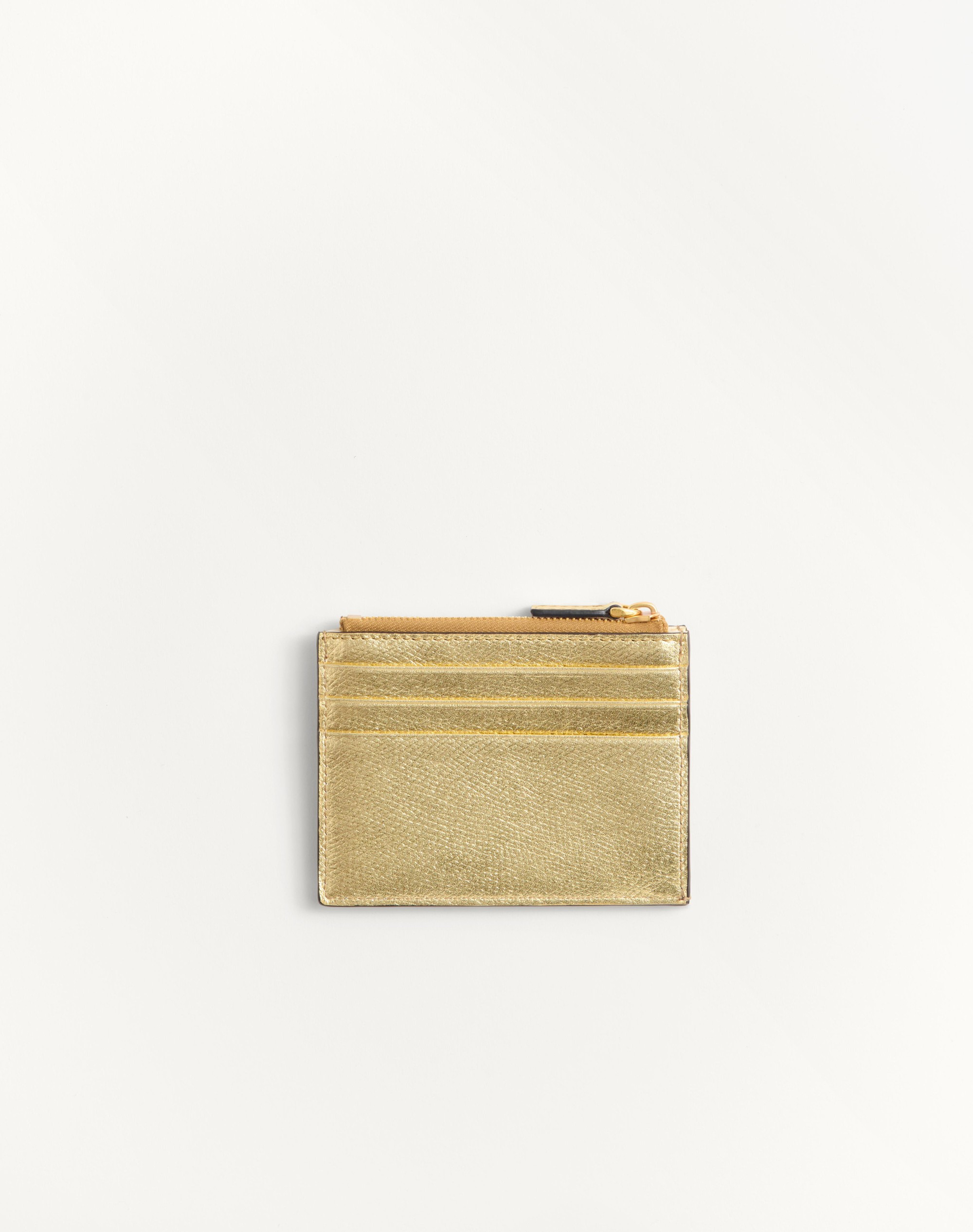 VLOGO SIGNATURE CARDHOLDER IN LAMINATED GRAINY CALFSKIN - 3