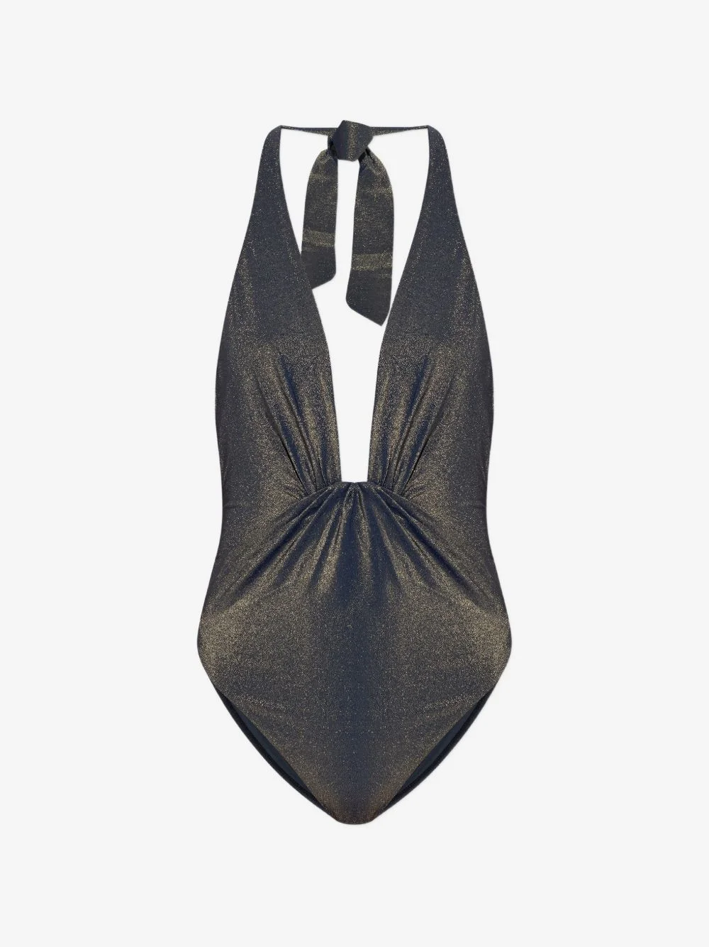 metallic-effect halterneck swimsuit - 1