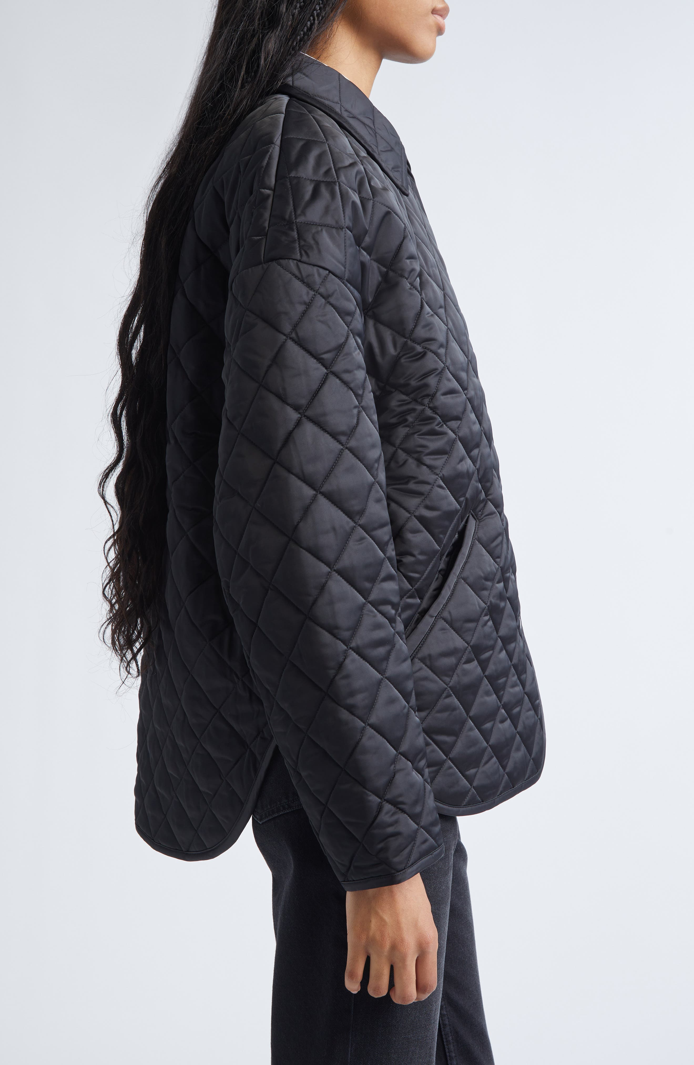 TOTEME Oversize Quilted Jacket in Black at Nordstrom - 4