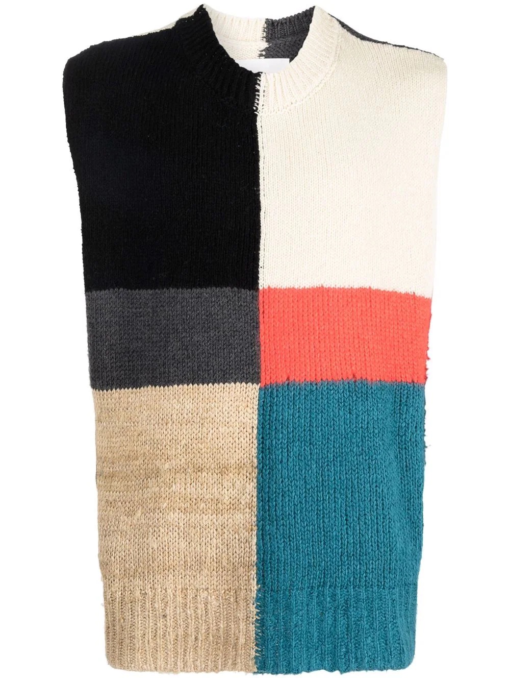 colour-block knitted vest - 1