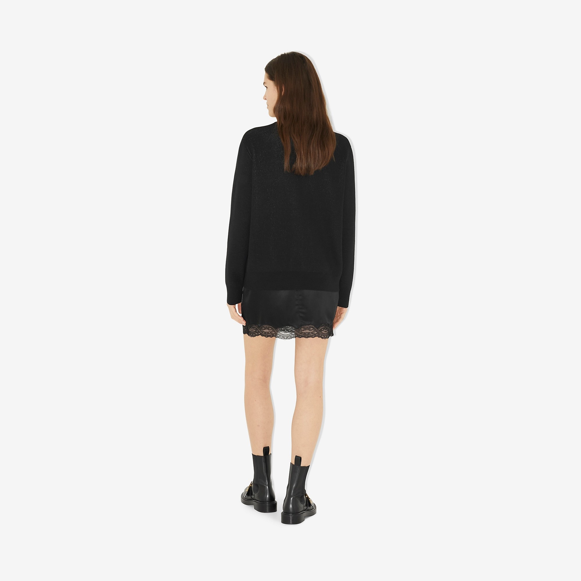 Logo Wool Cotton Jacquard Oversized Cardigan - 4