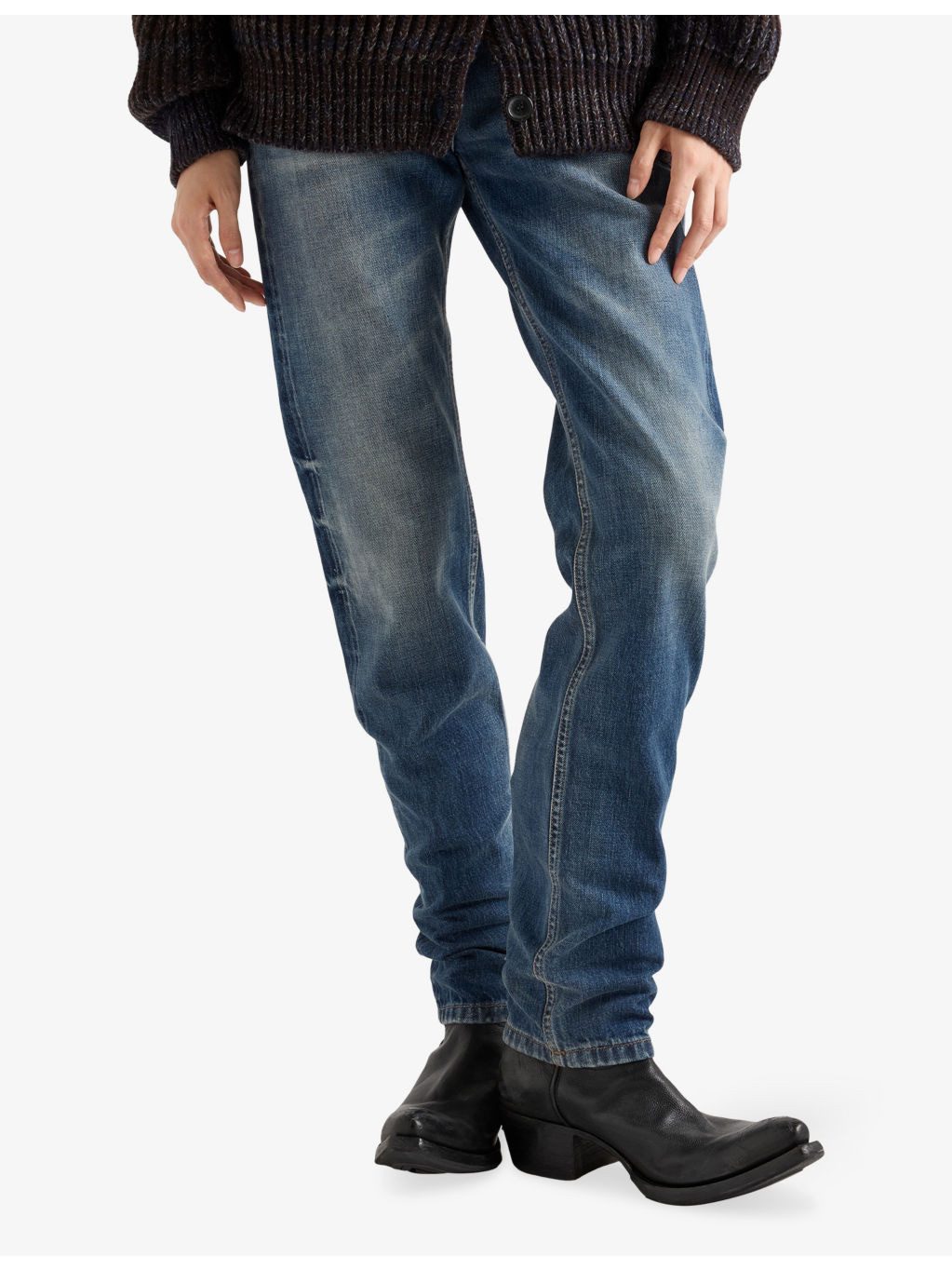 Tapered-Leg Washed Denim Jeans - 3