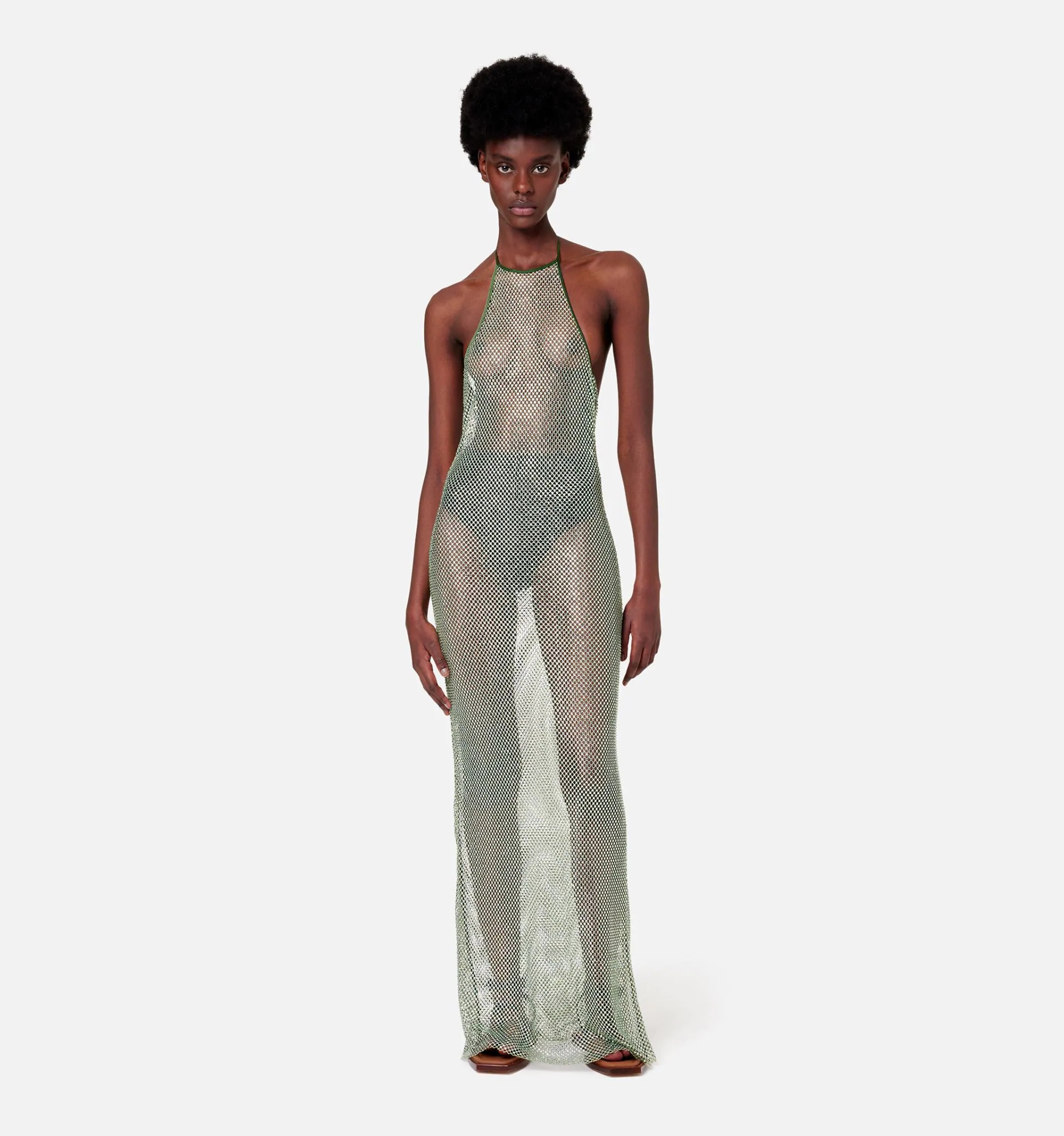 Rhinestoned Fishnet Dress - 2