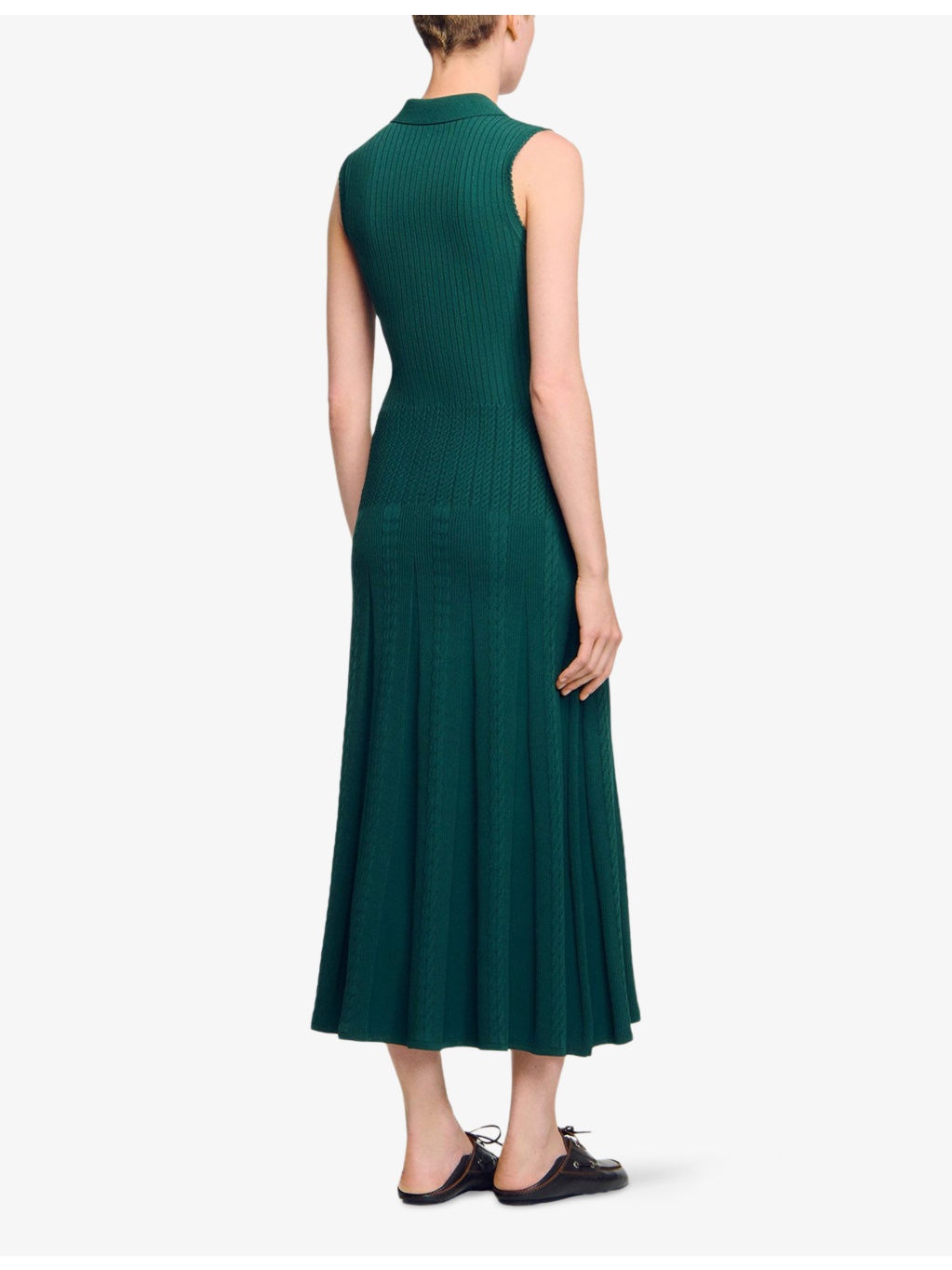 Polo-Collar Button-Down Stretch-Knit Midi Dress - 4