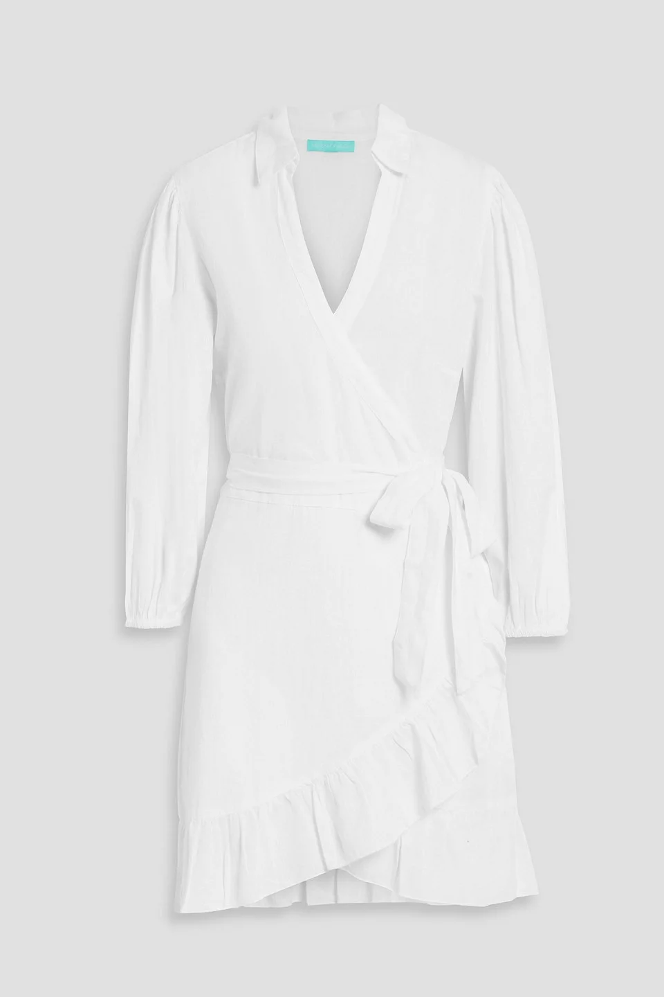 Paige ruffled cotton and linen-blend gauze mini wrap dress - 1