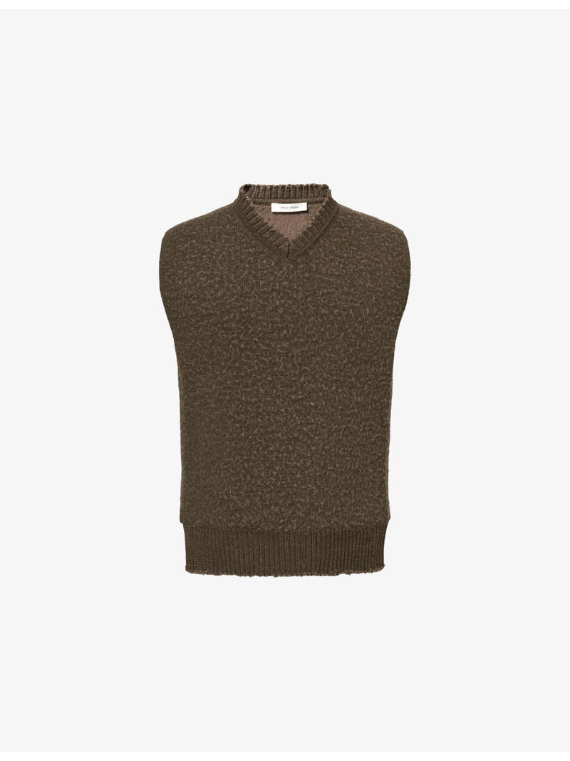 Blanket V-Neck Merino-Wool and Cotton-Blend Vest 1