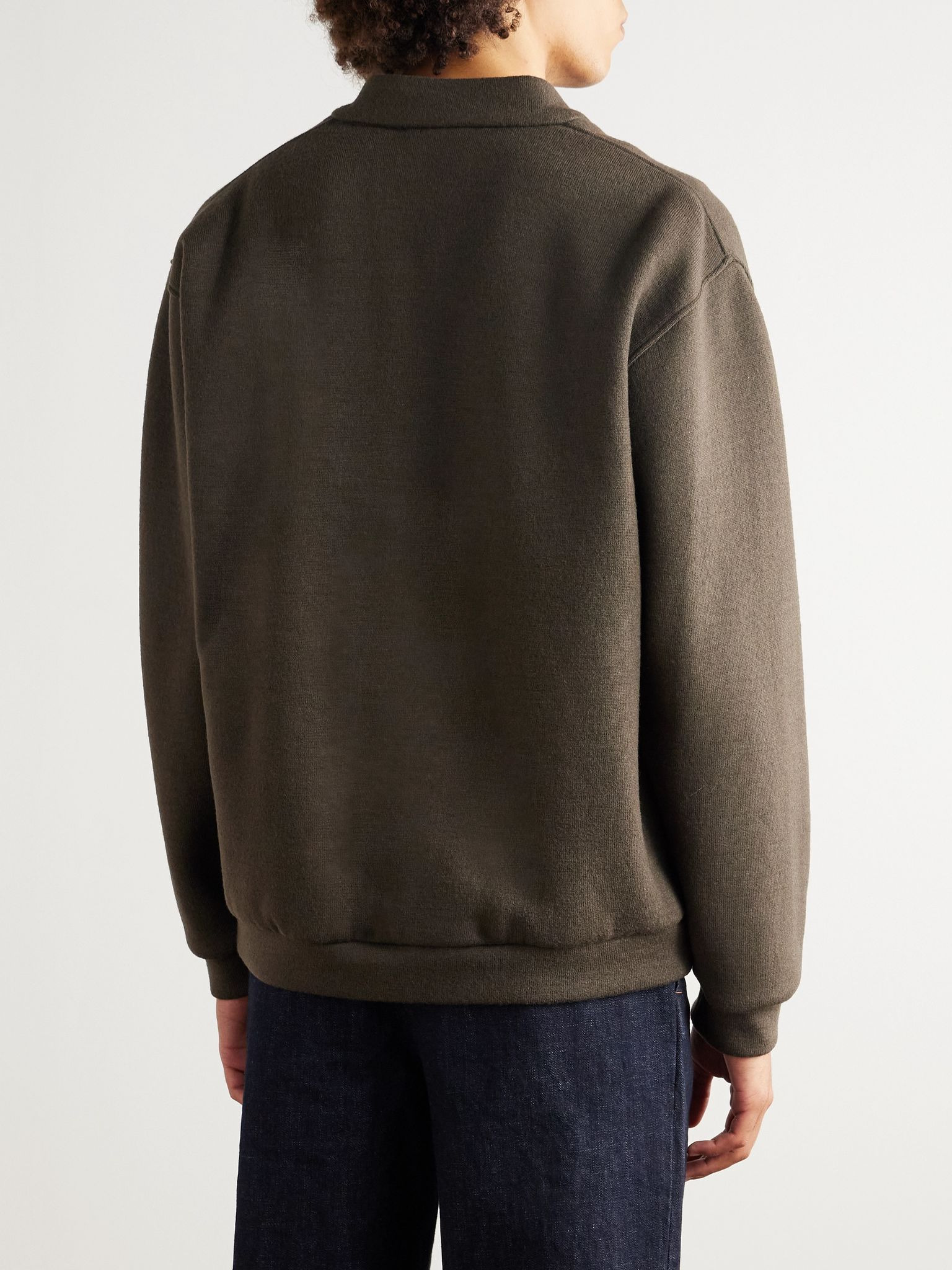 Virgin Wool-Blend Jersey Varsity Jacket Brown - 3