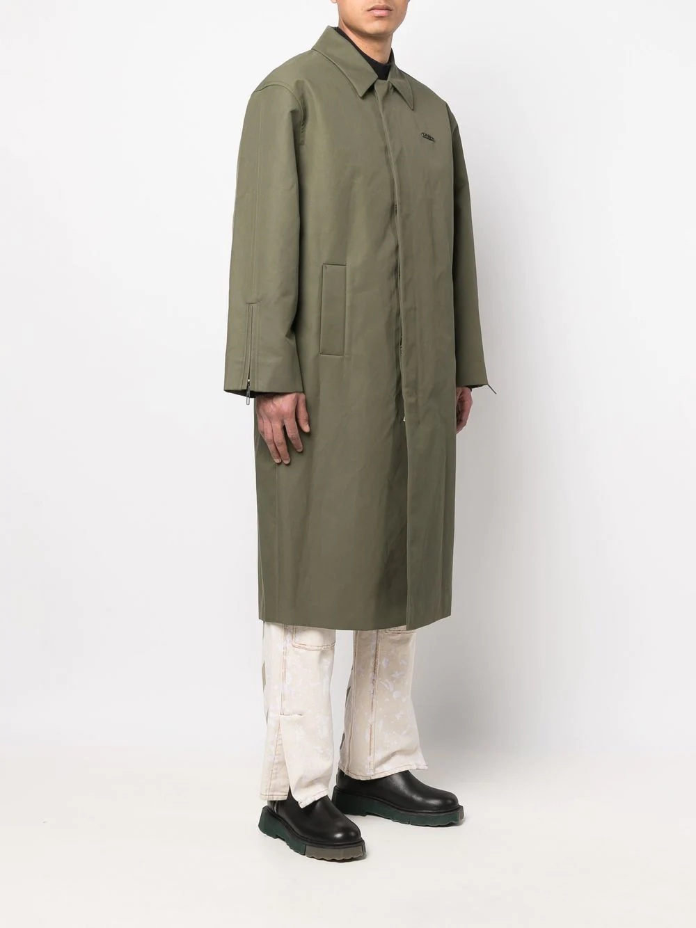 logo-plaque trench coat - 3