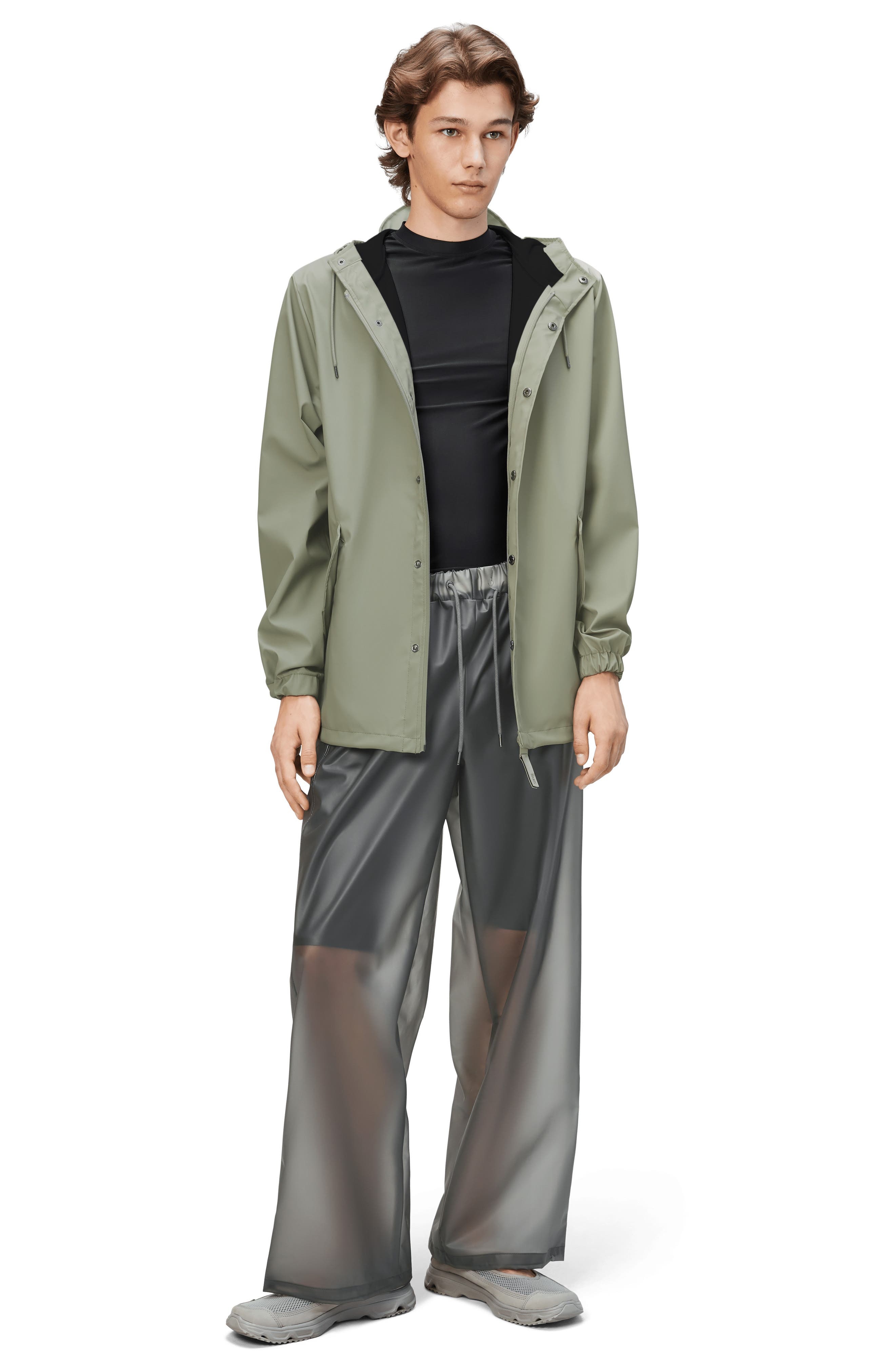 Rains Fishtail Hooded Waterproof Rain Jacket in Drift at Nordstrom - 4