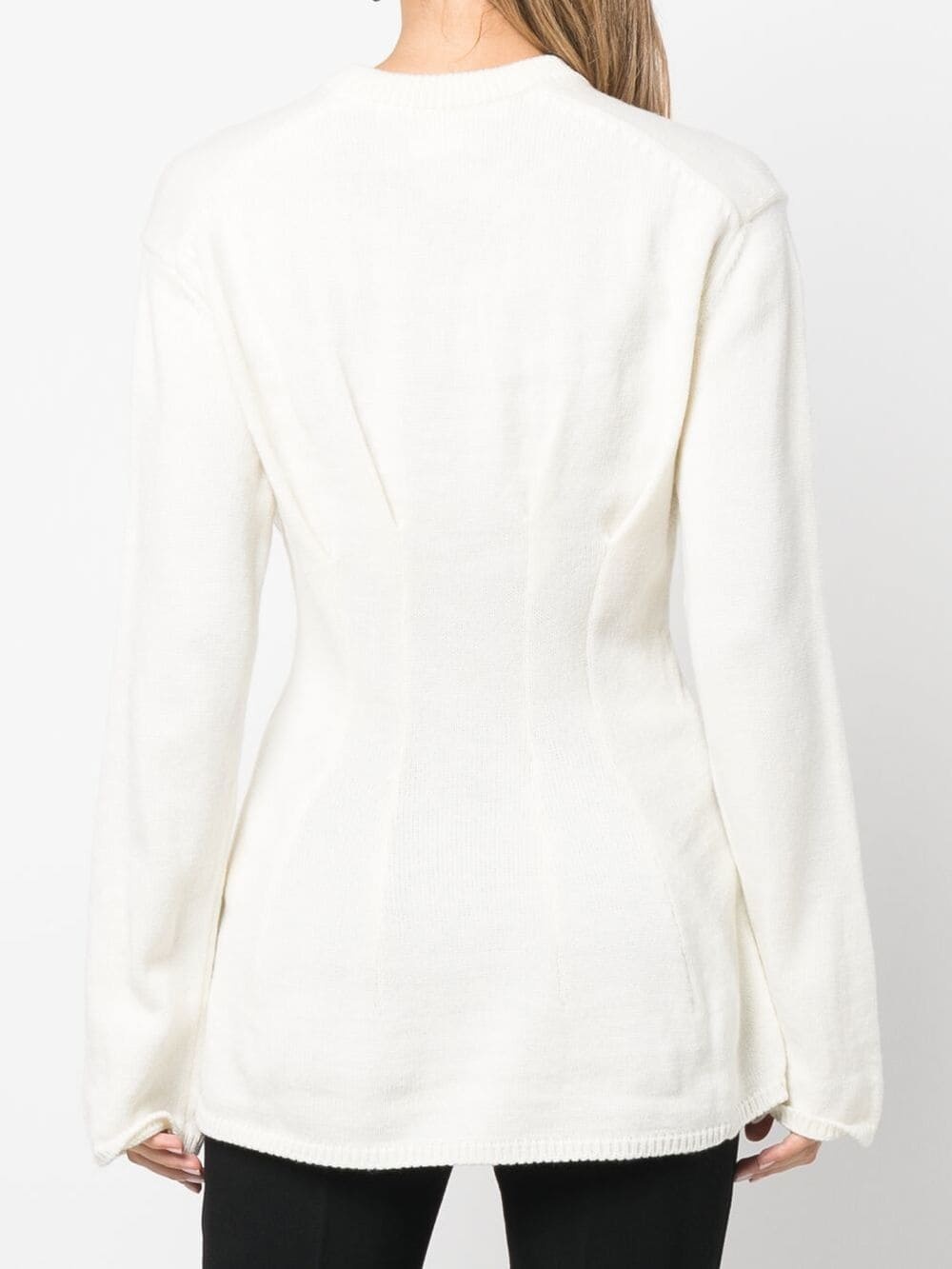 fitted-waist round-neck jumper - 6