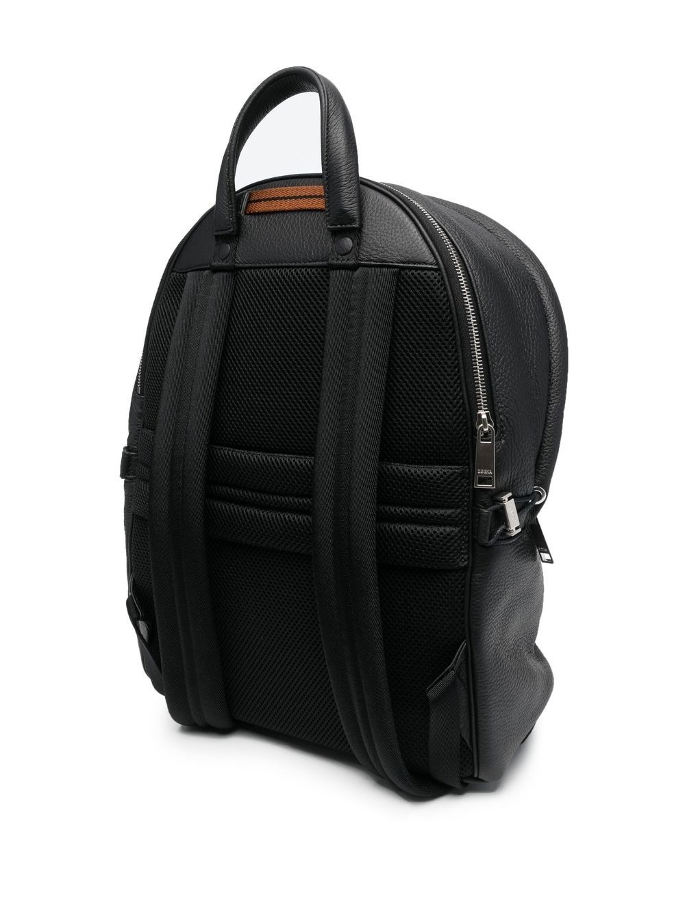 logo-plaque leather backpack - 3