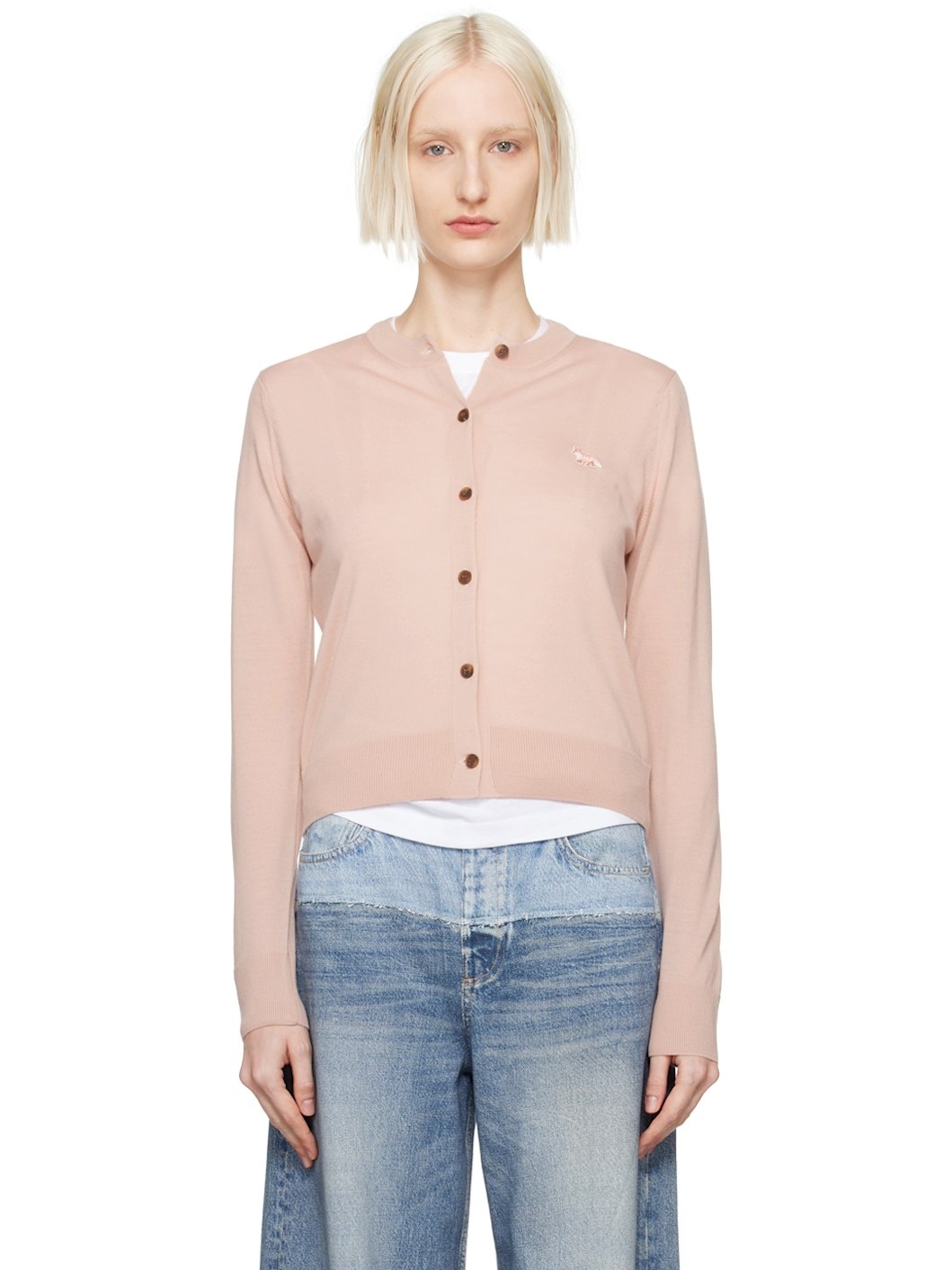 Pink Baby Fox Patch Regular Cardigan - 1