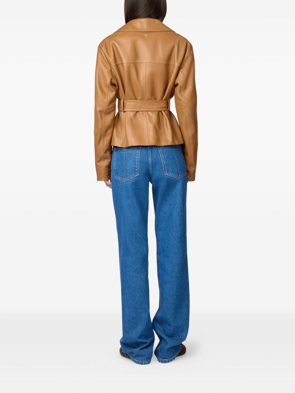 belted leather jacket - 3