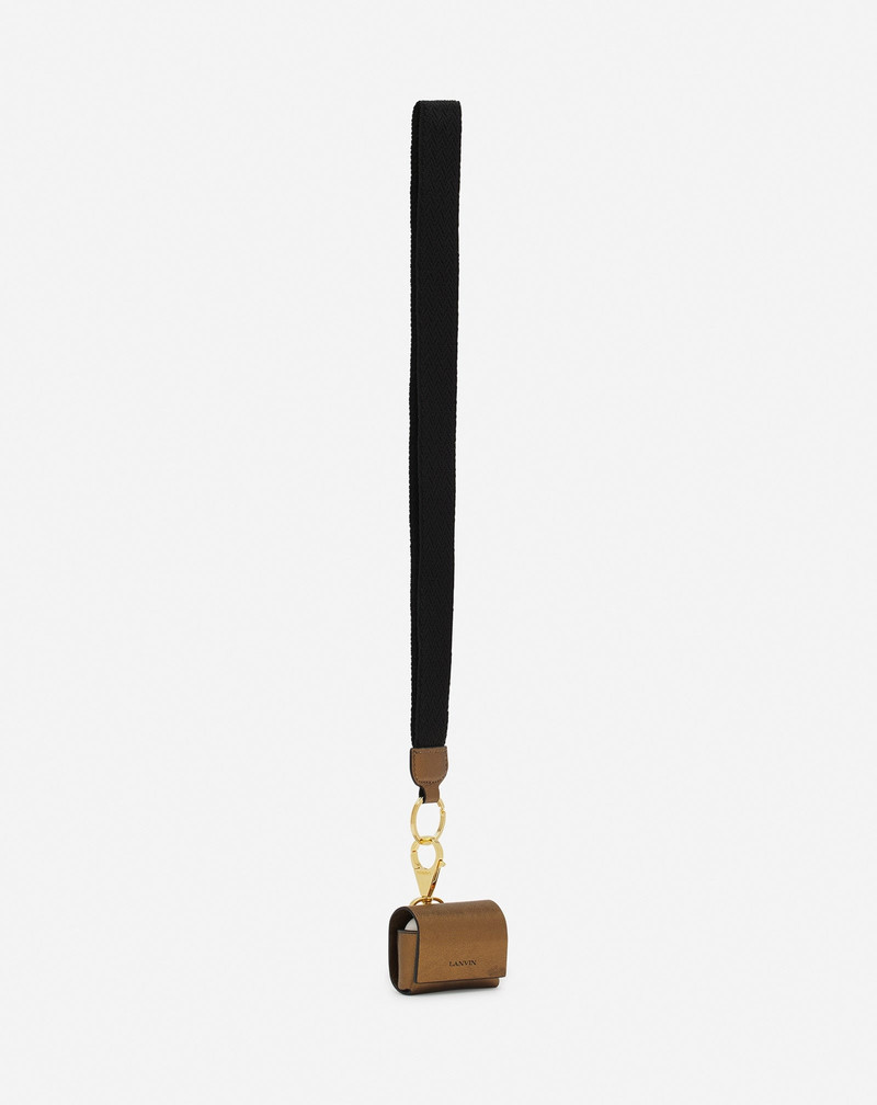 Lanvin LANVIN SIGNATURE CASE FOR AIRPODS PRO IN METALLIC GRAINED LEATHER outlook