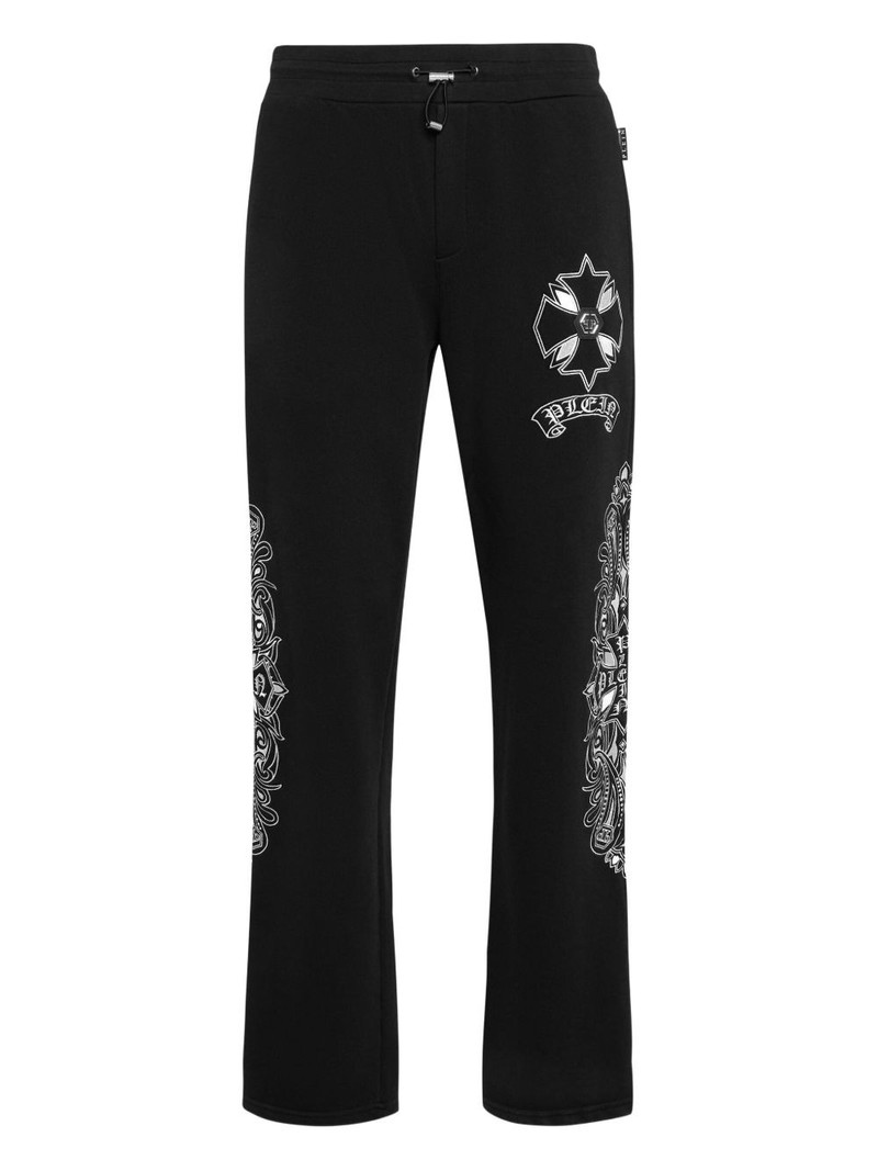 chrome-crest-embroidered track pants 1