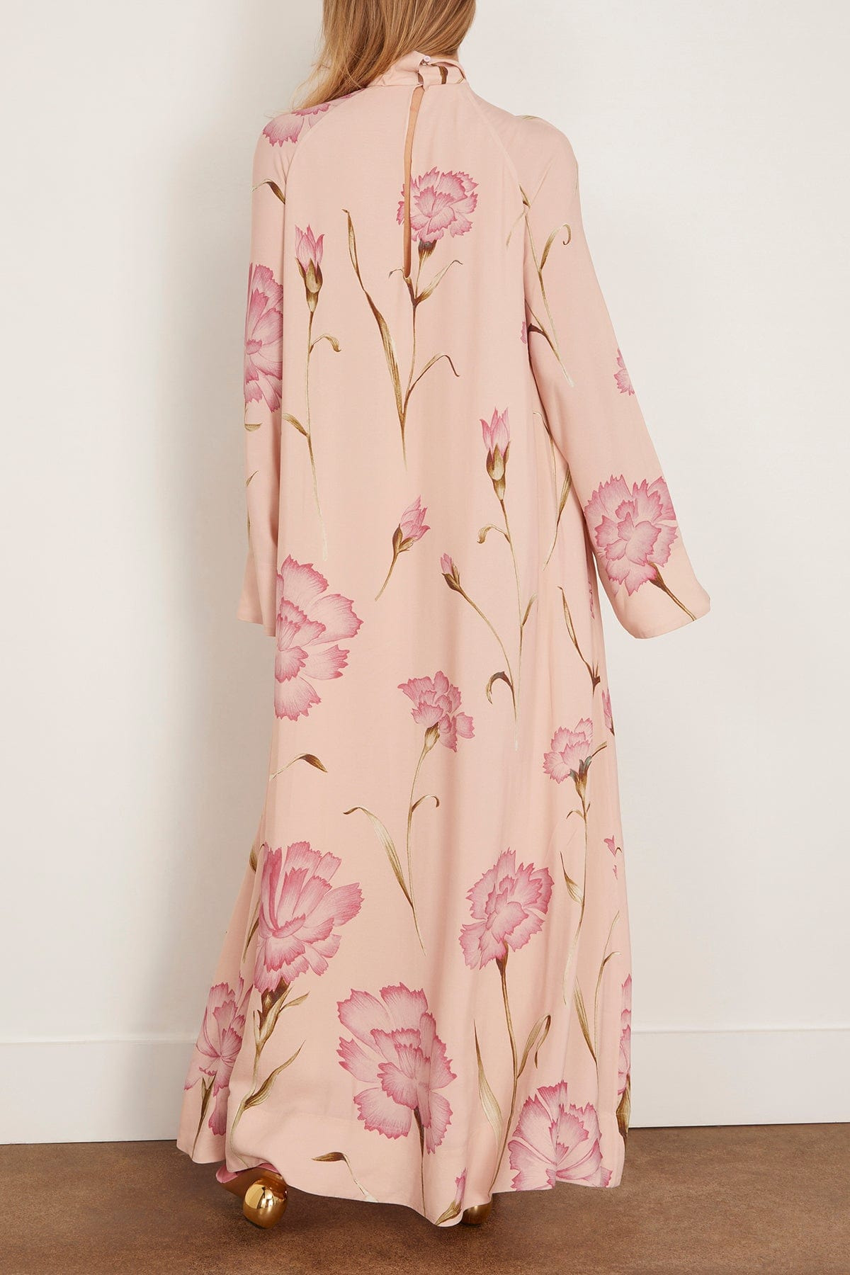 Macro Carnation Kaftan Dress in Rose - 4