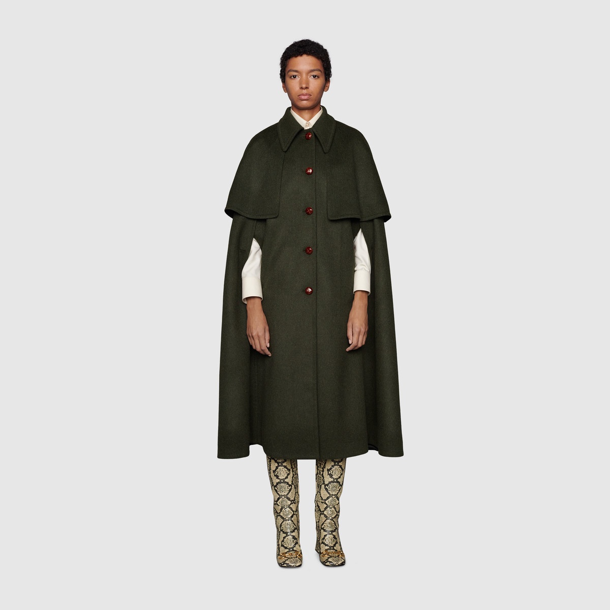 Wool coat with detachable cape - 3