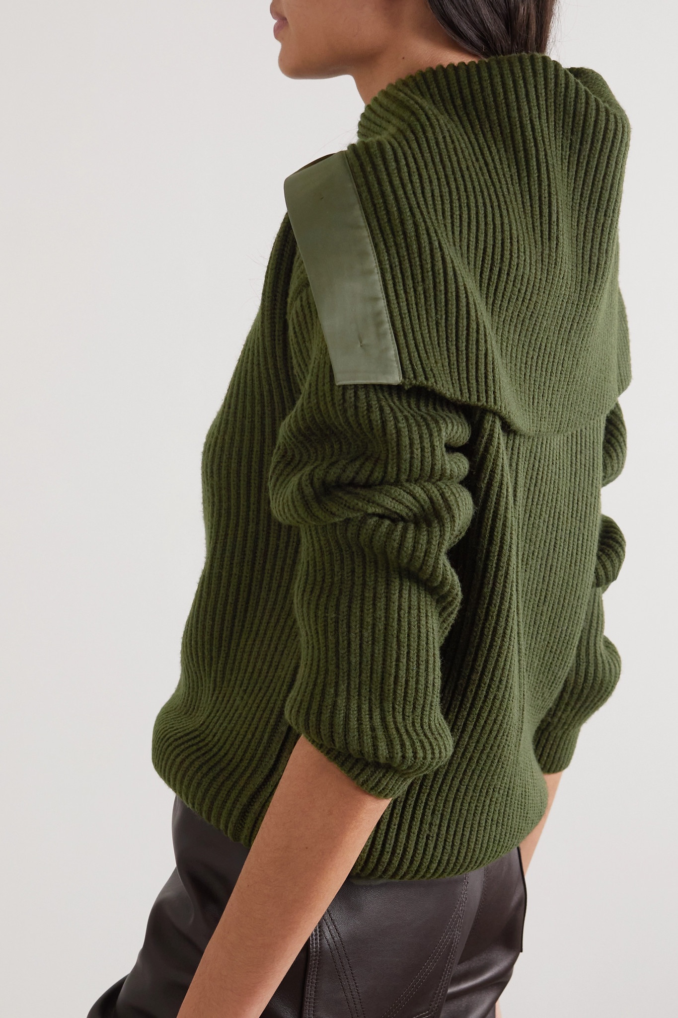 Cotton-trimmed ribbed wool sweater - 3