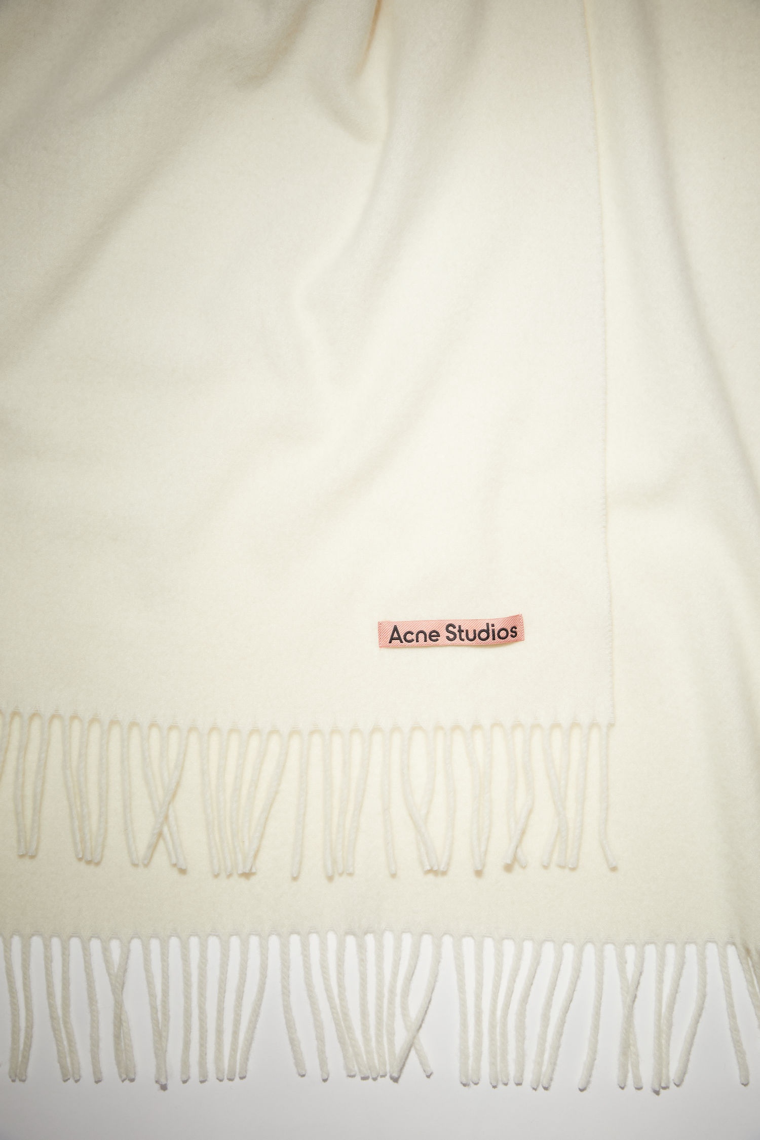 Oversized fringed wool scarf - White - 4