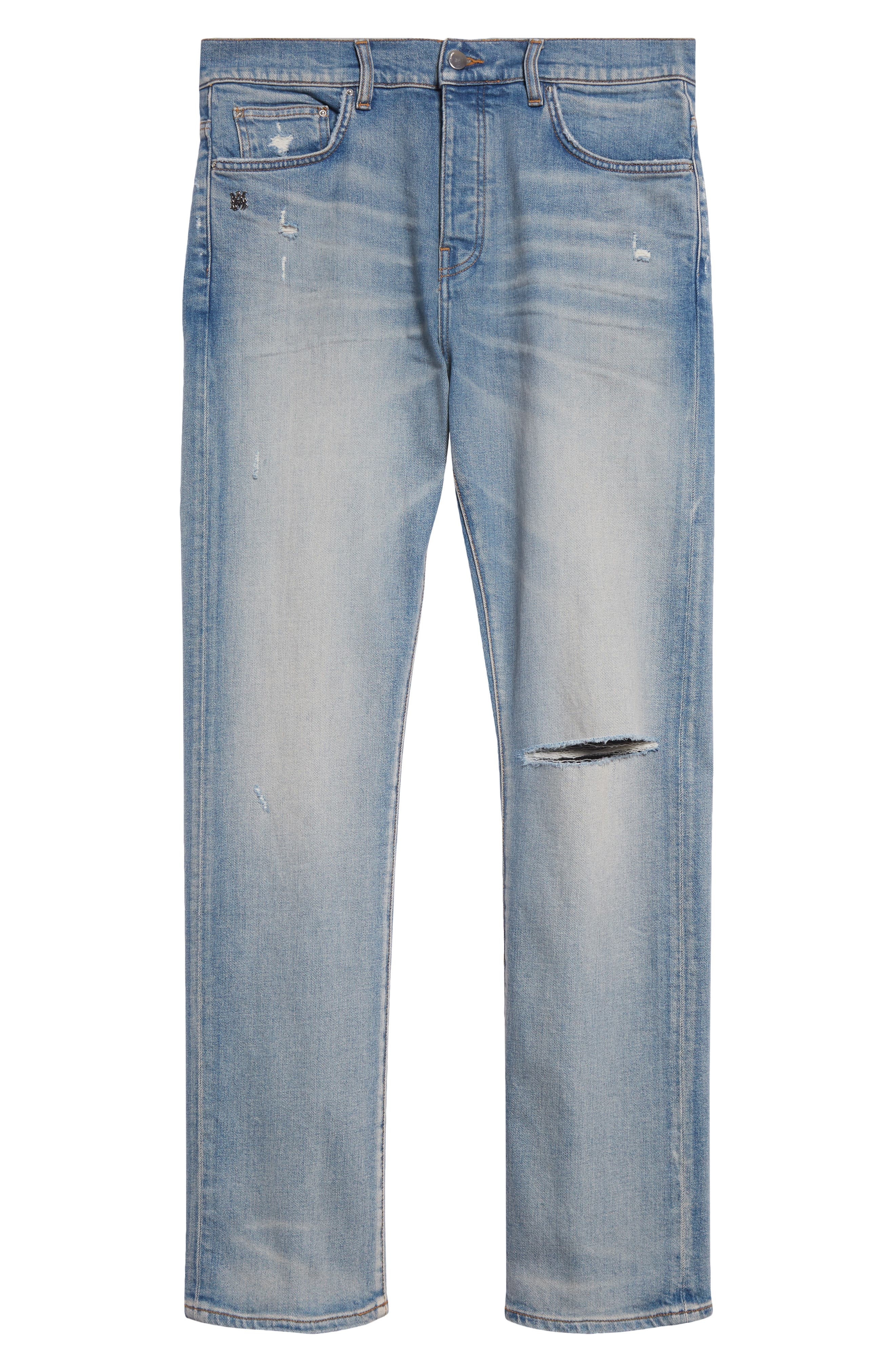 AMIRI Slash Ripped Slim Fit Jeans in Antique Indigo at Nordstrom - 6