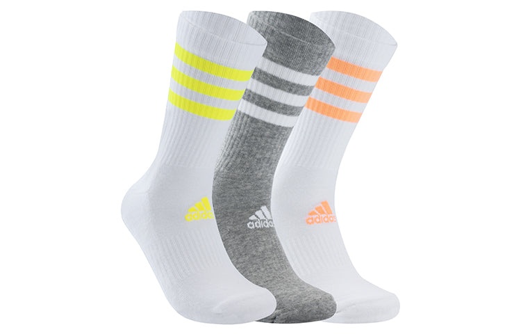 adidas Meias 3-Stripes 3 Pares 'White Grey' HI3434 - 3