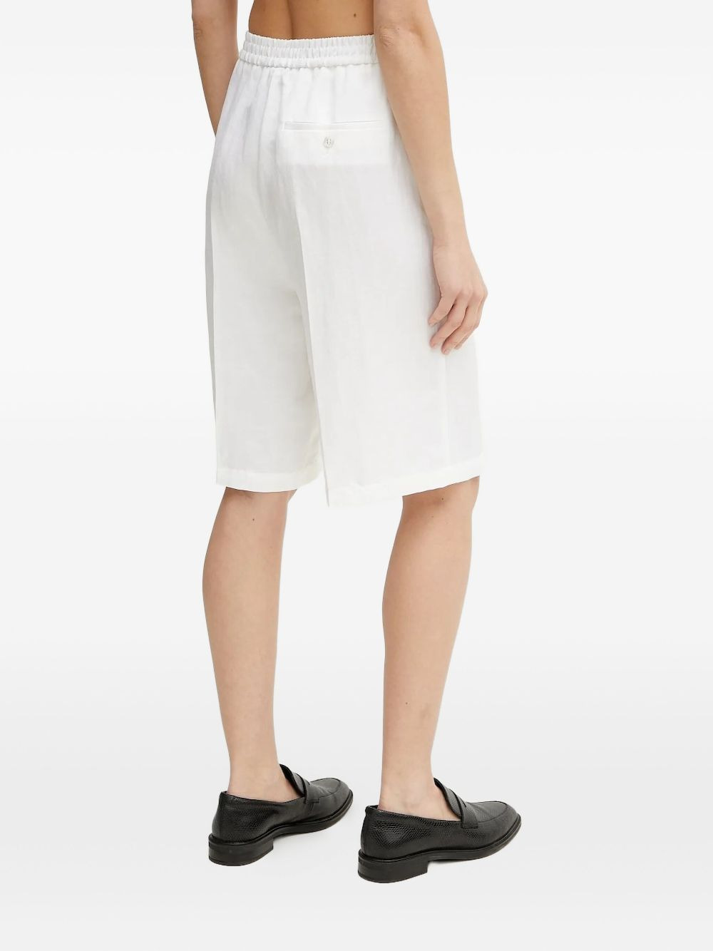 elastic-waist linen shorts - 2