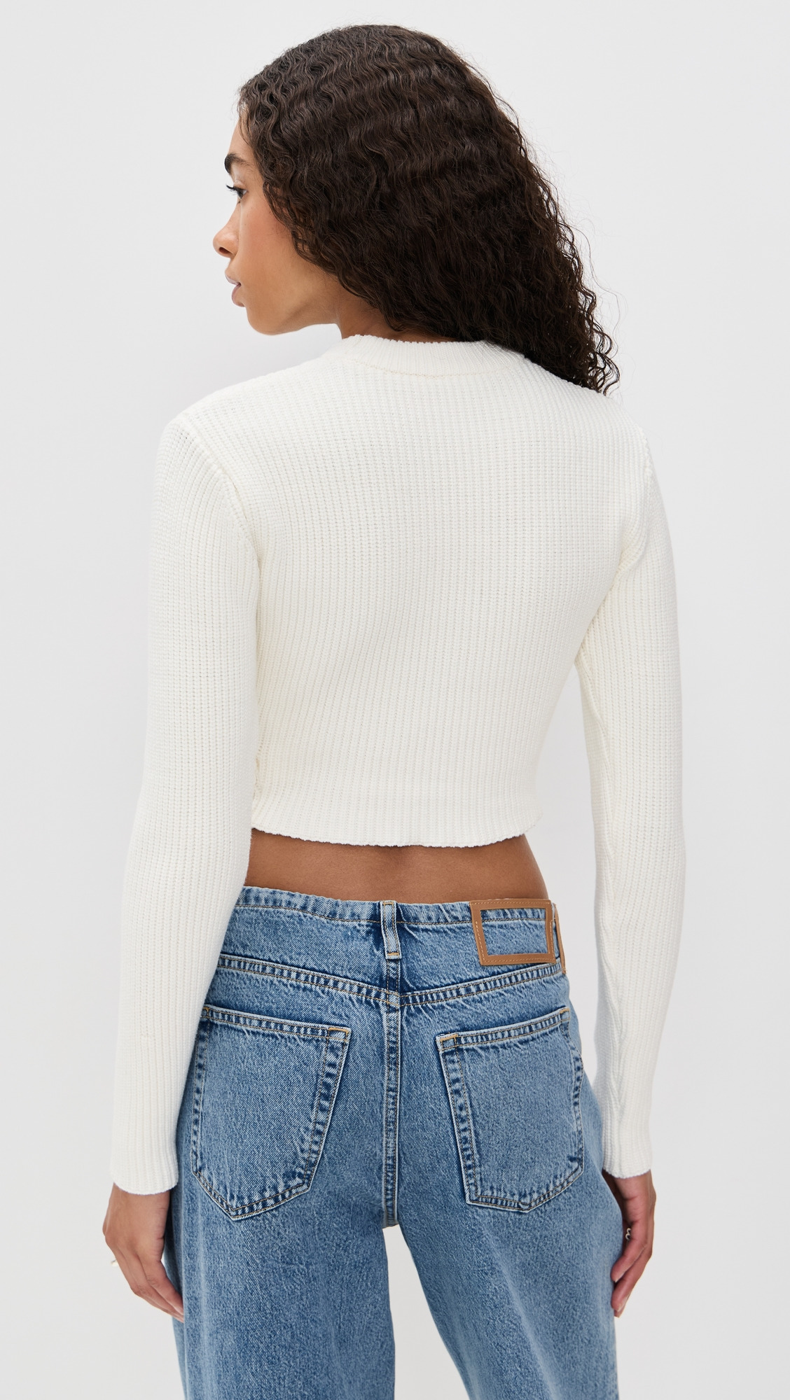 Crystal Crochet Flower Cropped Sweater - 2